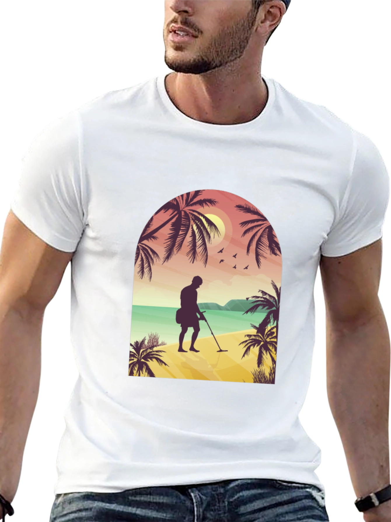 Beach Metal Detecting Graphic Tee