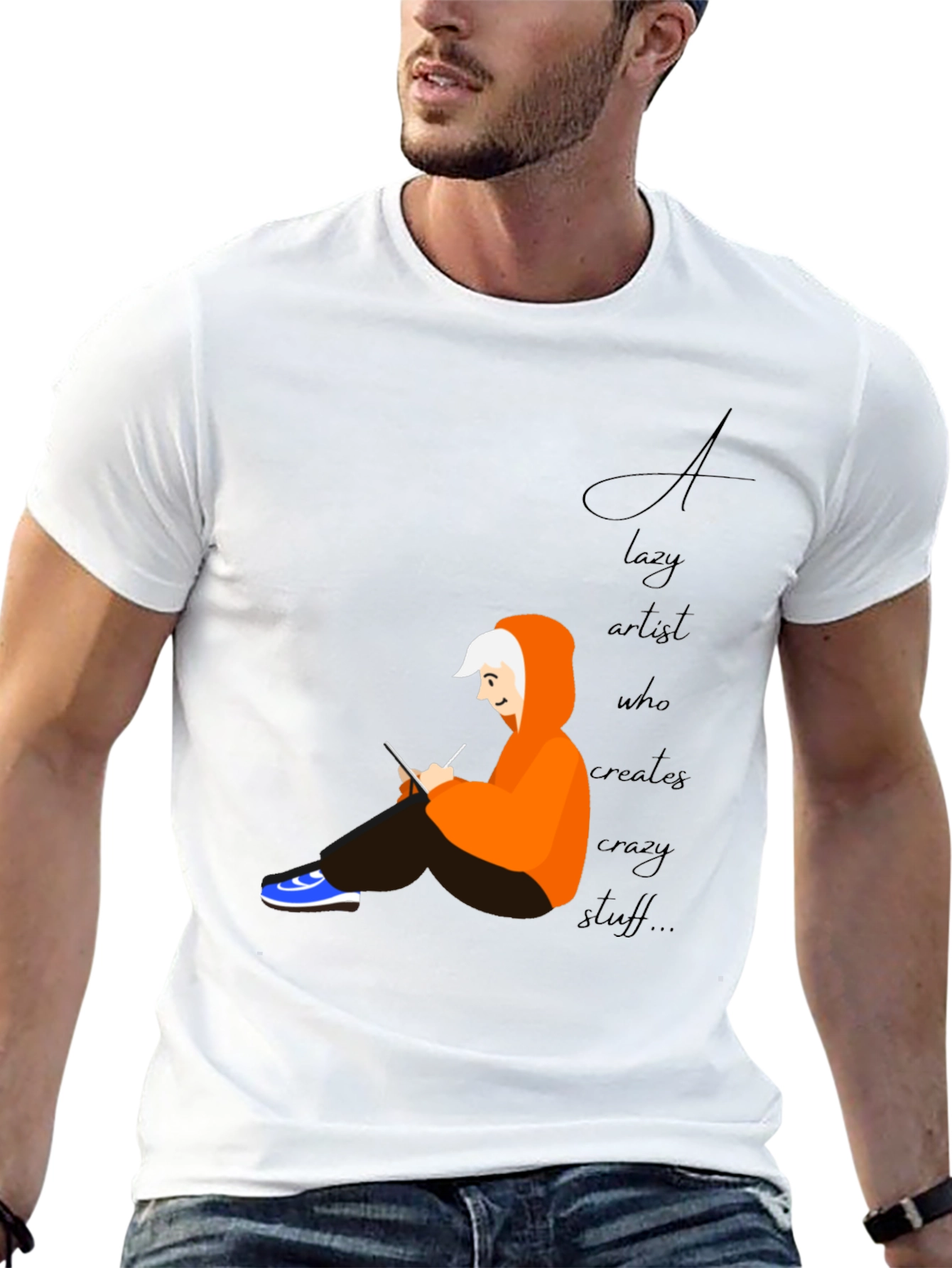 Lazy Artist Graphic Tee - Black Casual T-Shirt