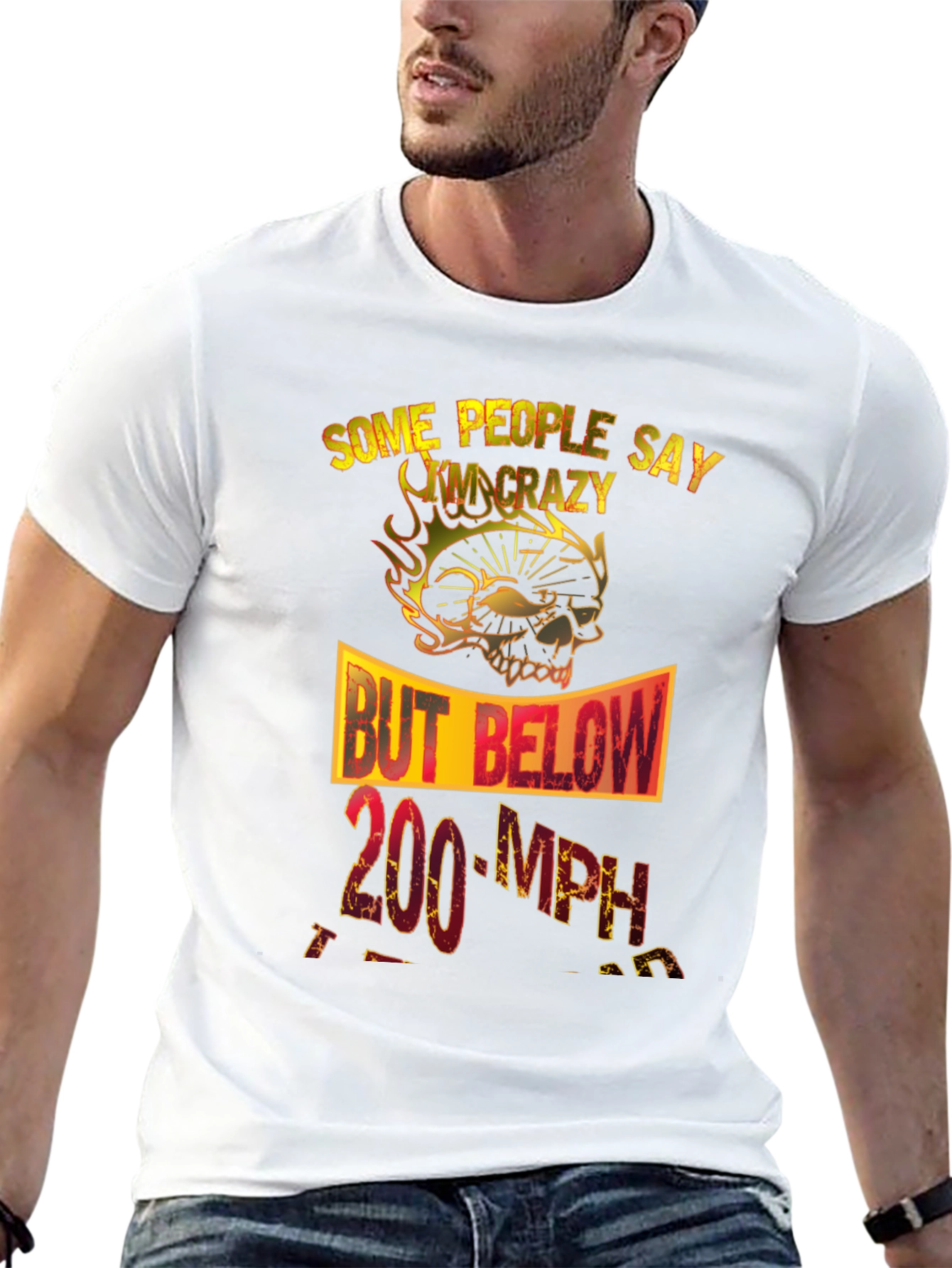 Crazy Rider T-Shirt Skull Design