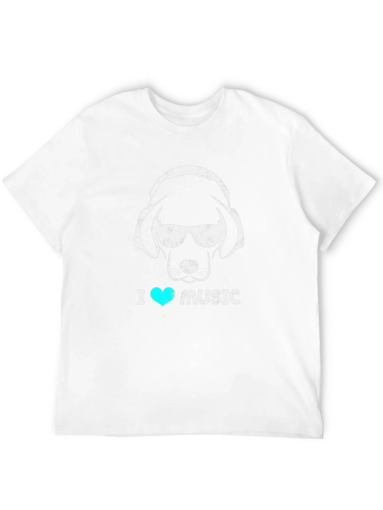 I Heart Music Dog Headphone T-Shirt