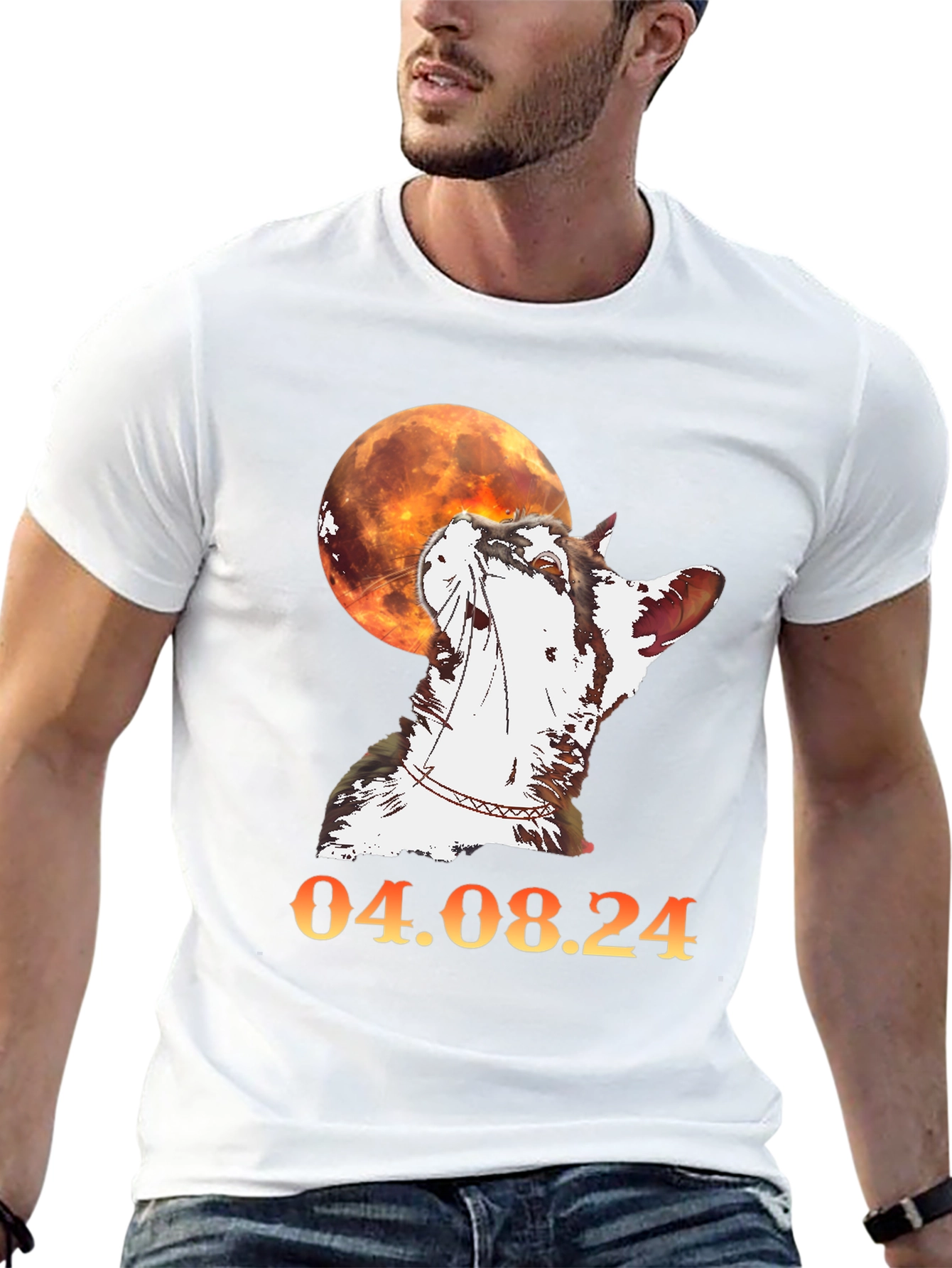 Cat & Moon Graphic T-Shirt - 04.08.24 Design