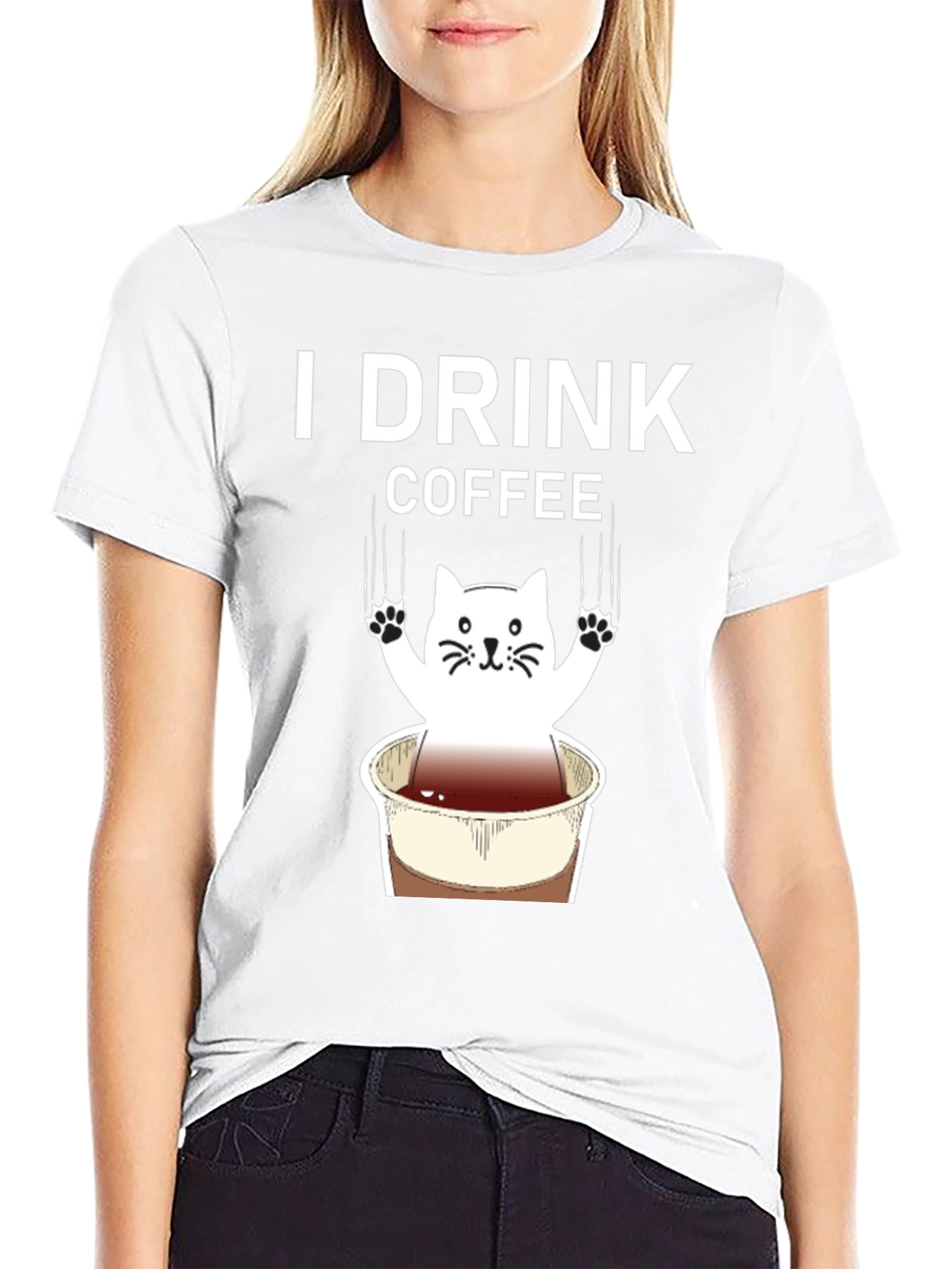 I Drink Coffee Cat Graphic Tee