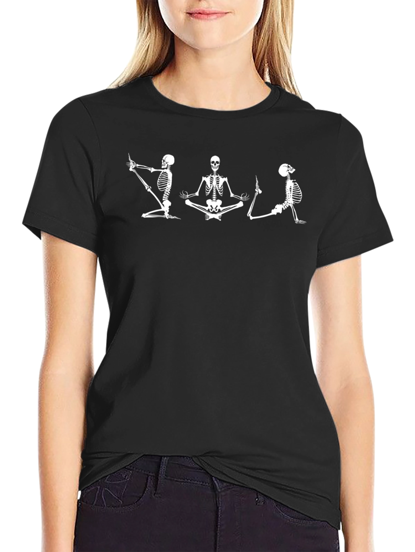 Yoga Skeleton Graphic Black T-Shirt
