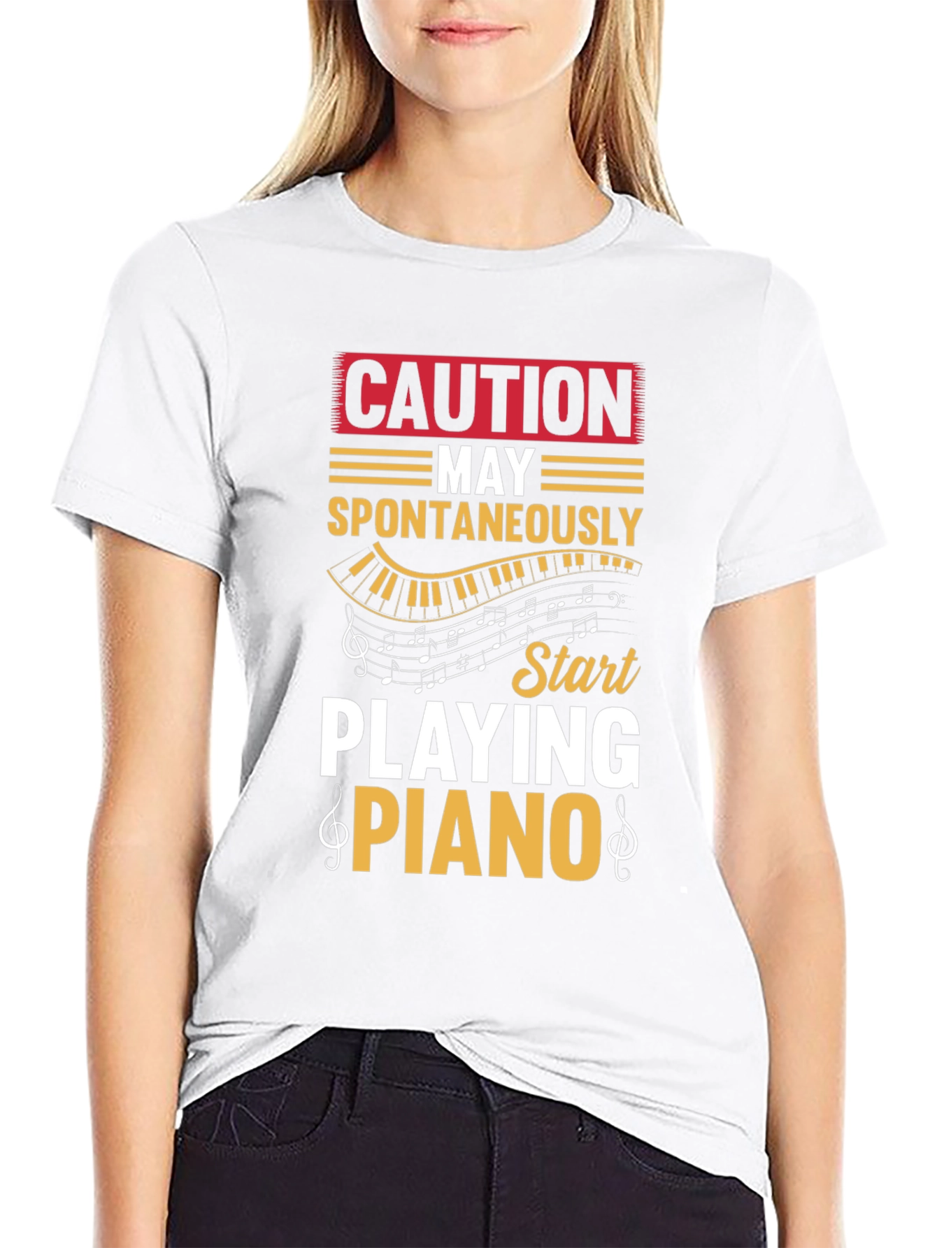 Caution May Spontaneously Play Piano T-Shirt