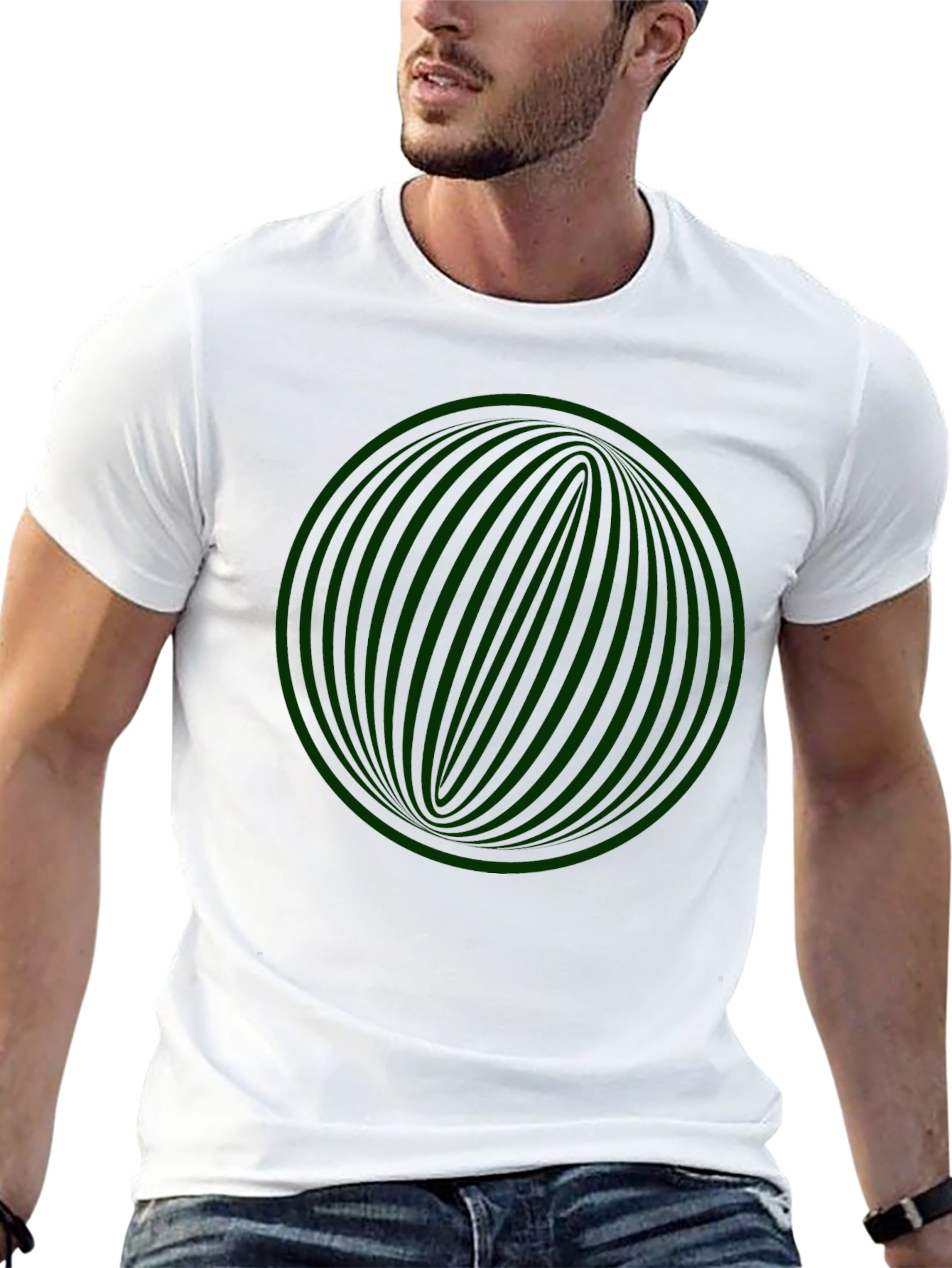 Geometric Sphere Graphic Tee - Black Cotton Blend Shirt