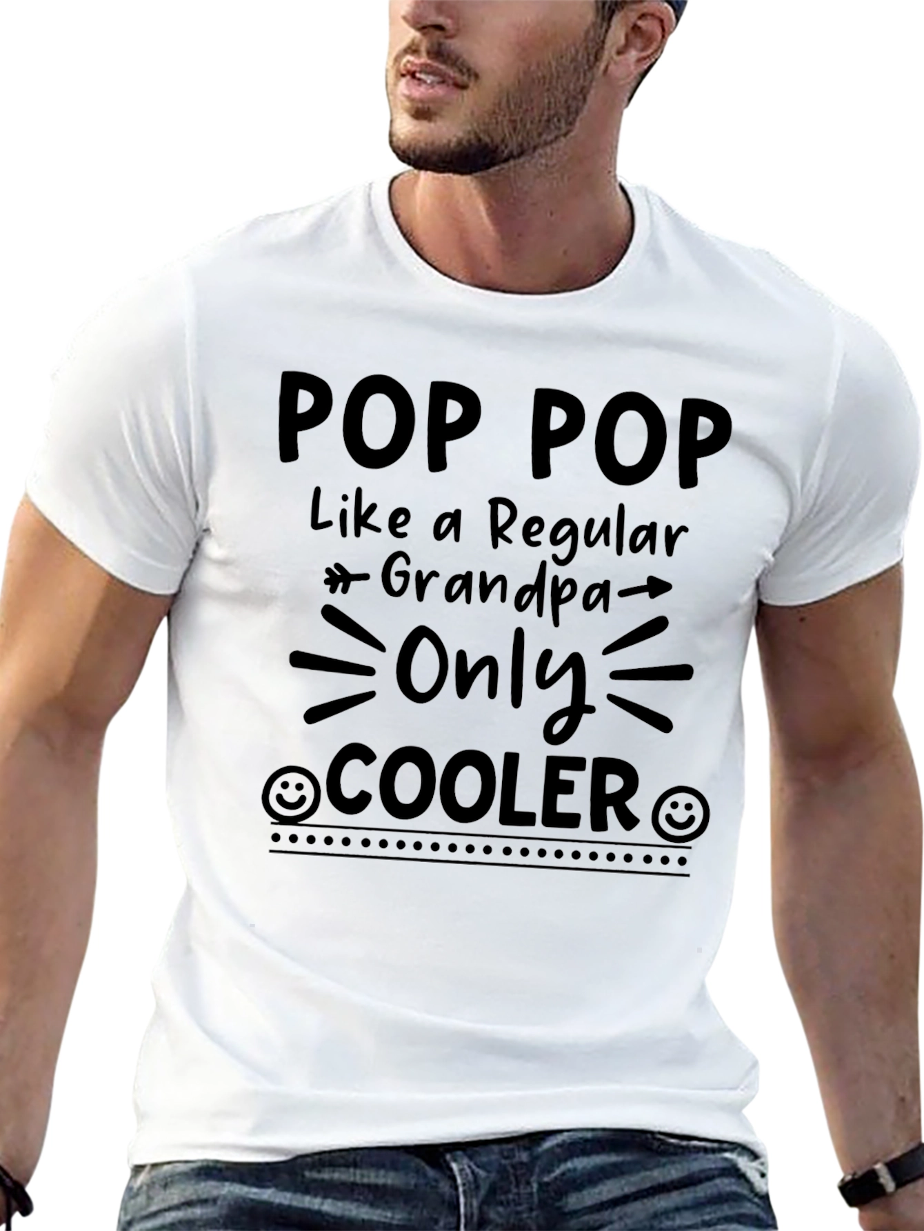 Pop Pop Cooler Black T-Shirt Grandpa Gift