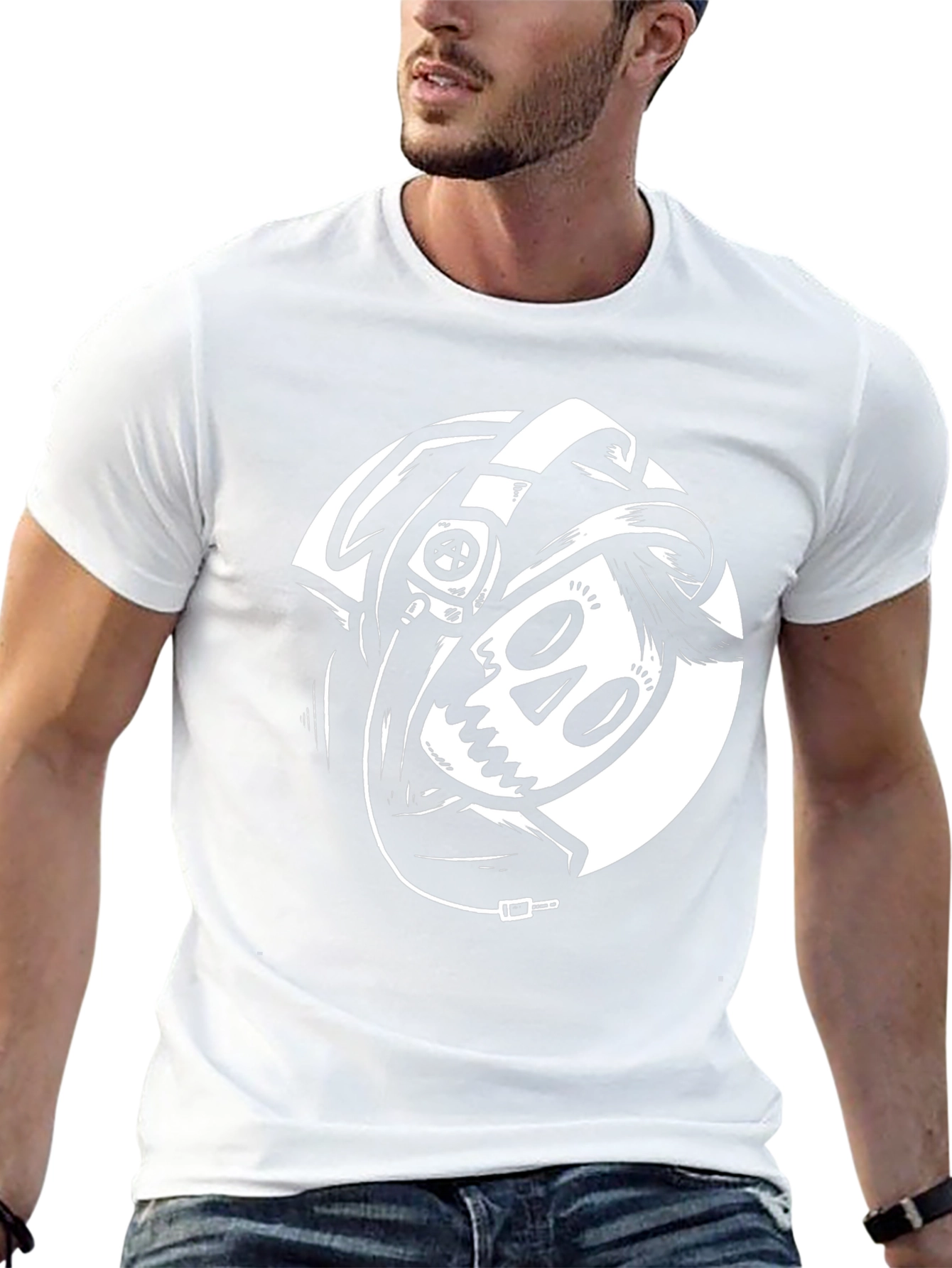 Skull DJ Graphic Tee - Black Cotton T-Shirt