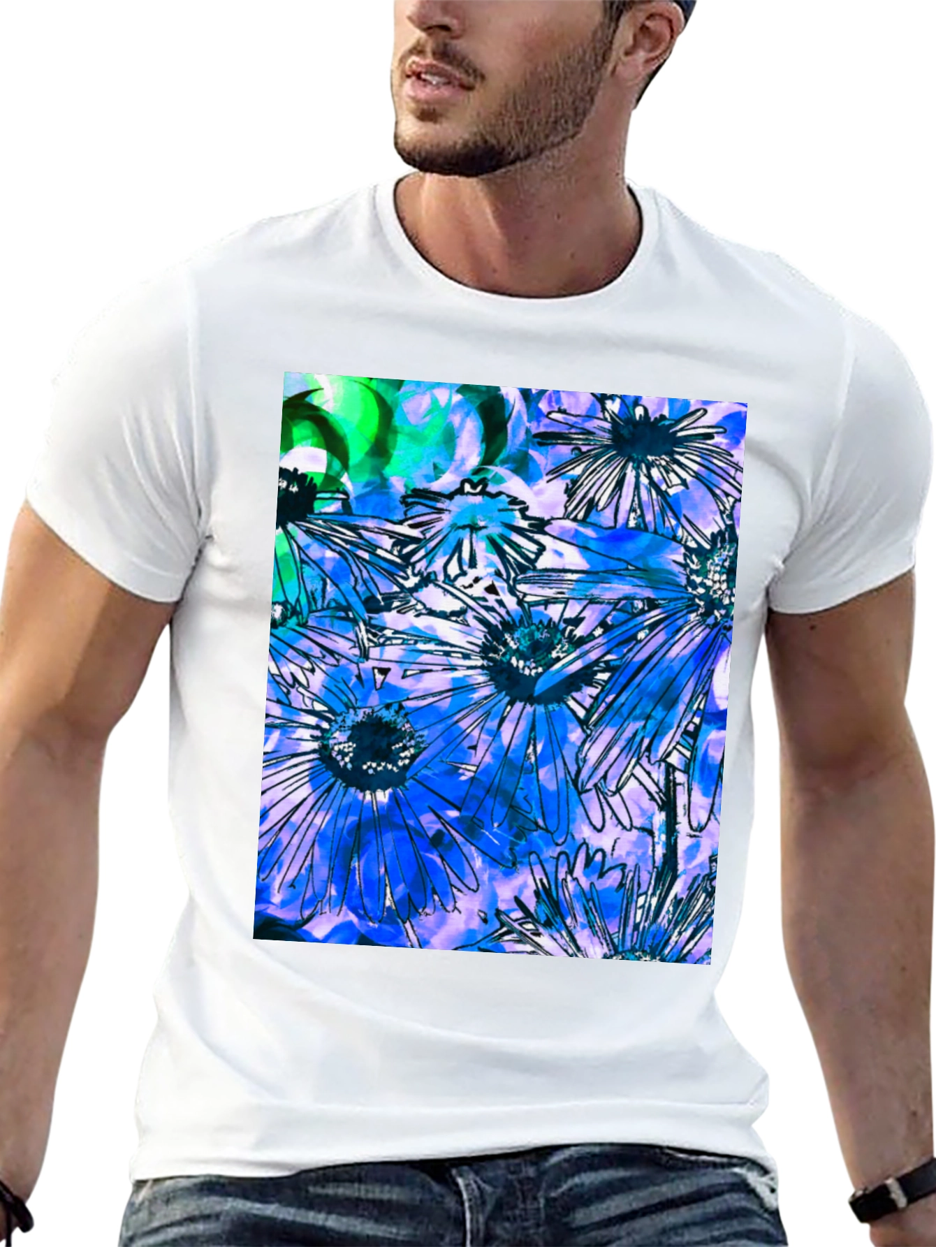 Floral Burst Graphic Tee - Black Cotton Blend