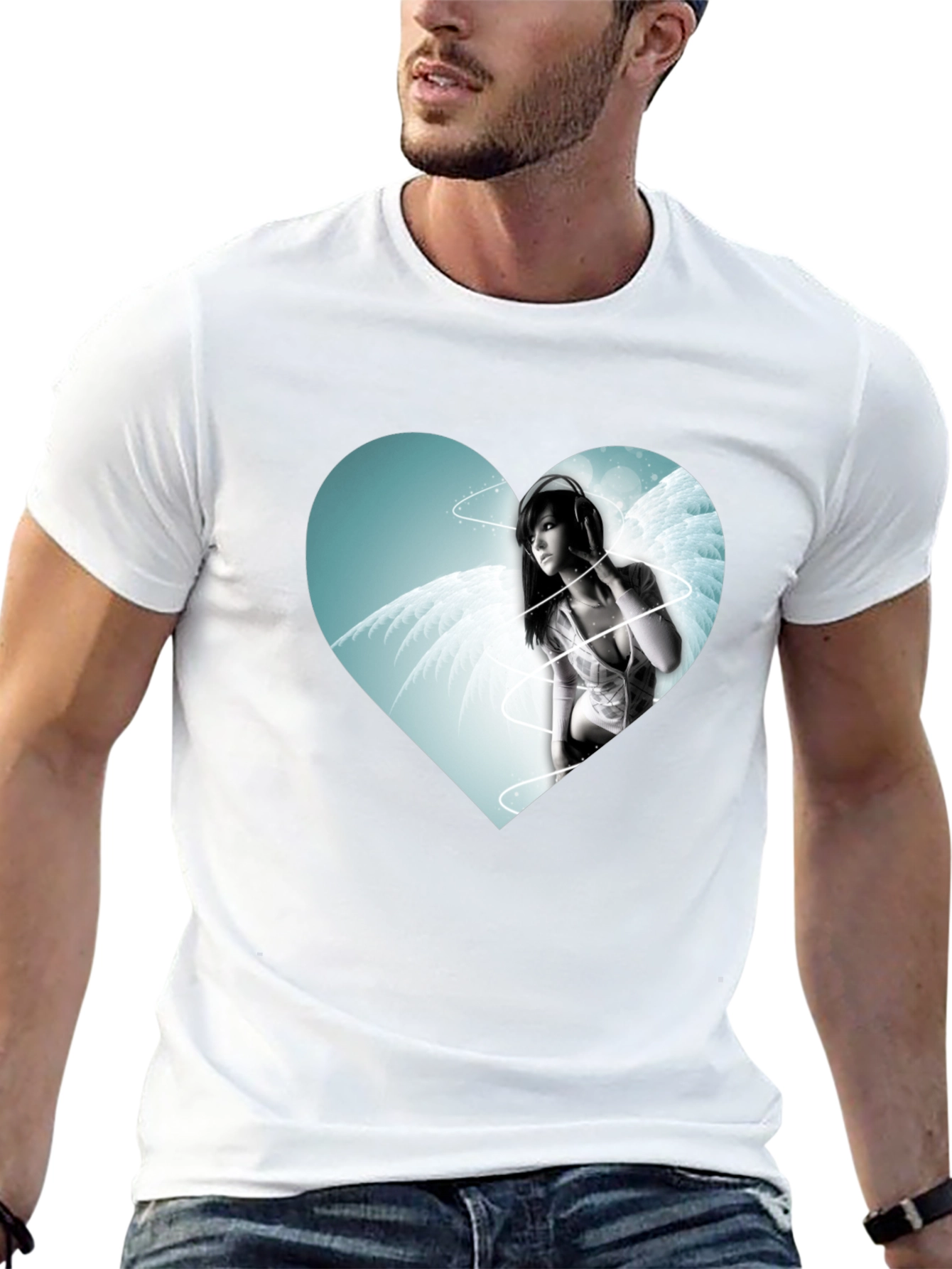 Heart Angel Graphic Black T-Shirt