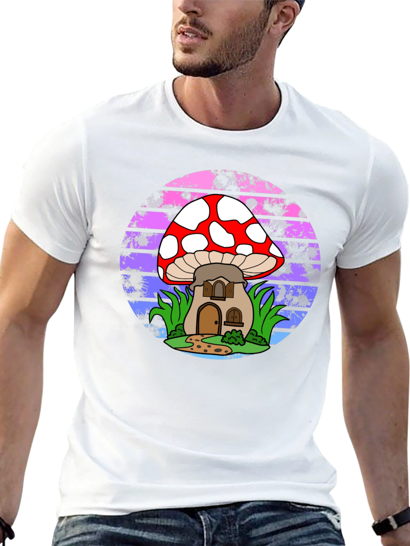 Mushroom House Graphic T-Shirt - Unique Nature Design