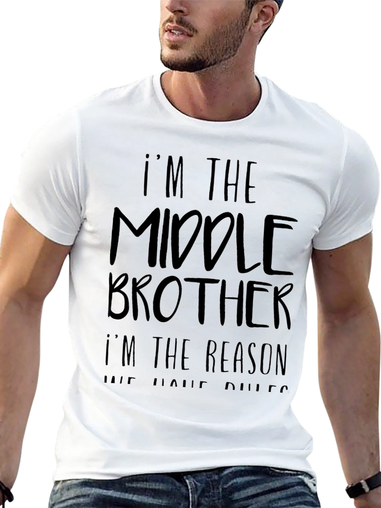 Im the Middle Brother Mens Black T-Shirt