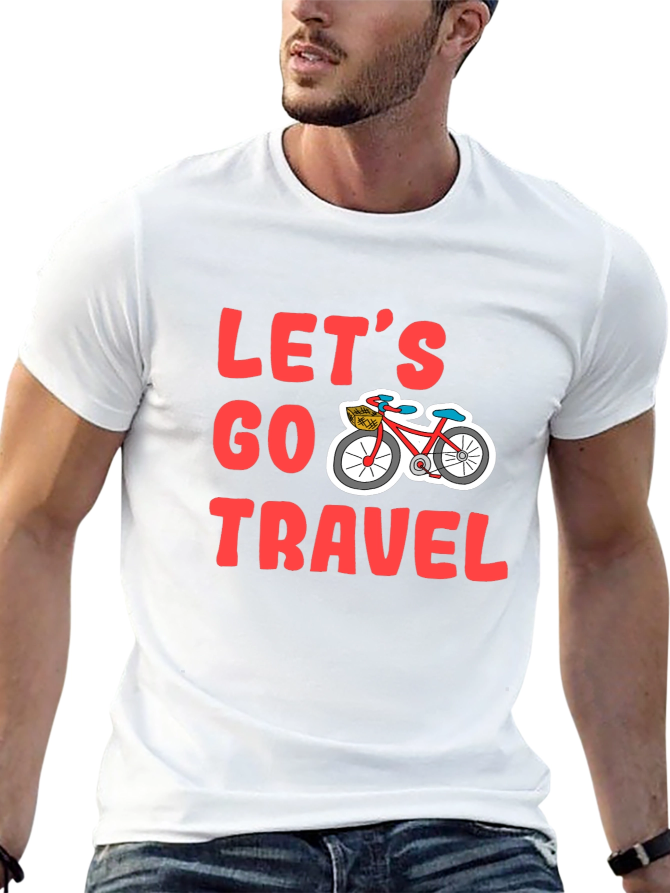 Lets Go Travel Bicycle Graphic Tee - Black