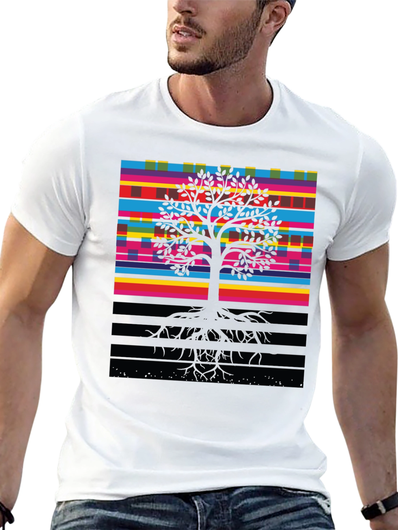 Vibrant Tree of Life Graphic Tee - Black