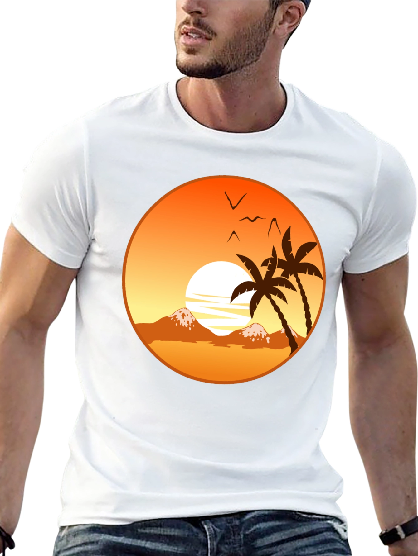 Sunset Palm Tree Graphic T-Shirt