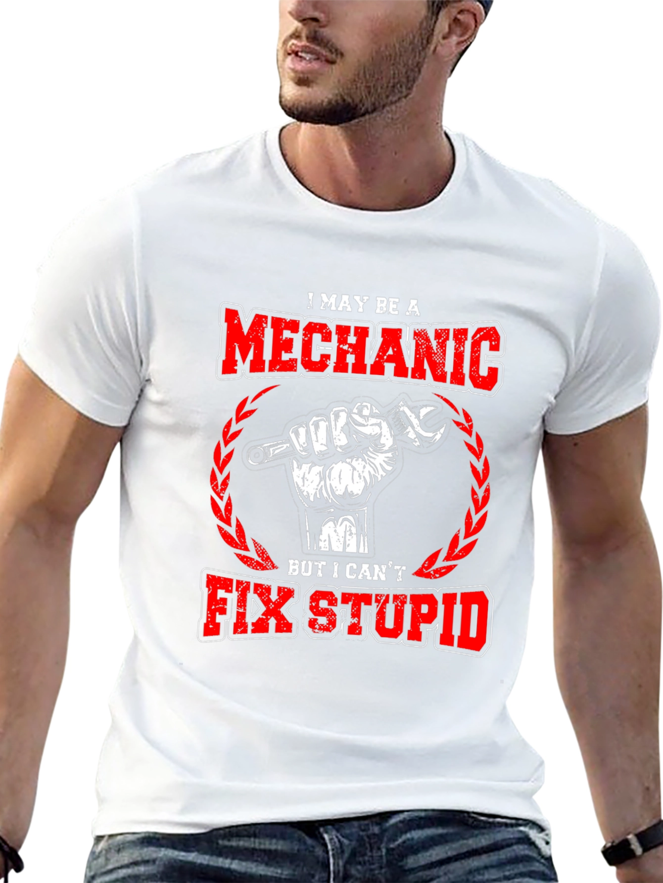 Mechanic T-Shirt - Cant Fix Stupid Funny Tee