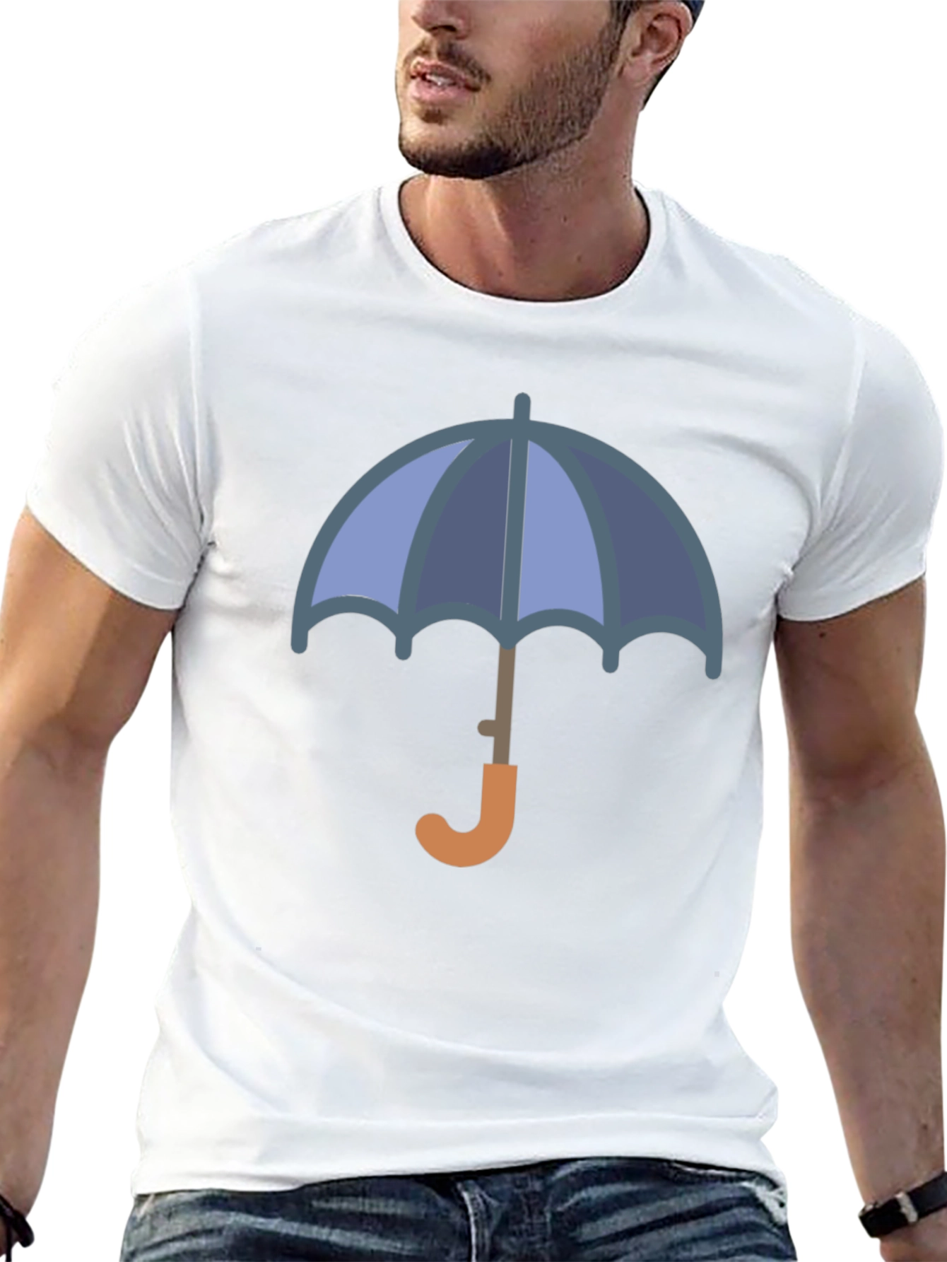 Stylish Umbrella Graphic Tee - Black Cotton Blend T-Shirt