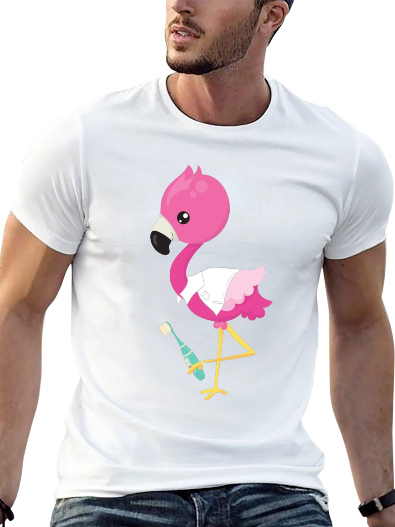 Flamingo Dentist T-Shirt - Funny Cartoon Tee