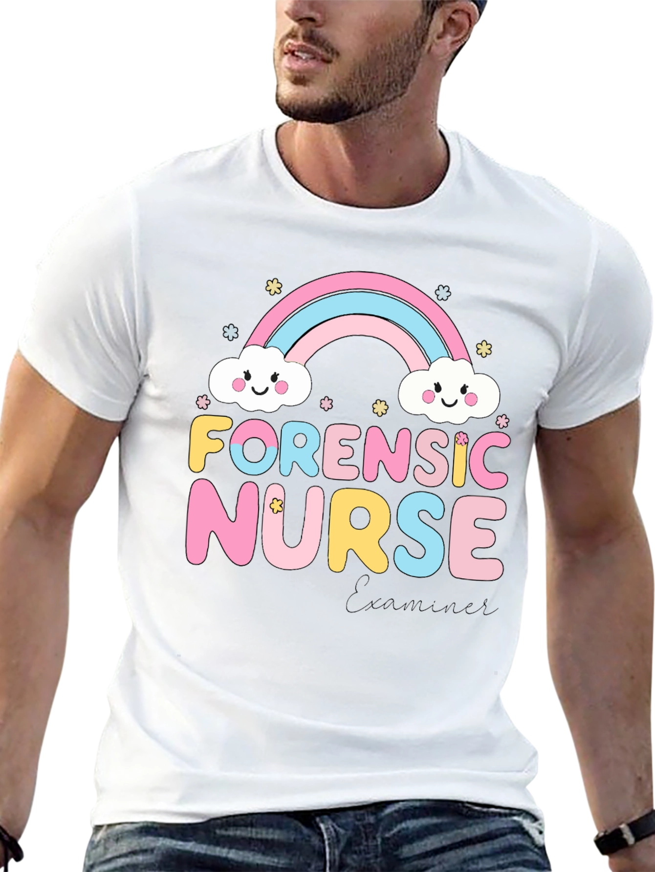 Forensic Nurse T-Shirt Rainbow Design Cute