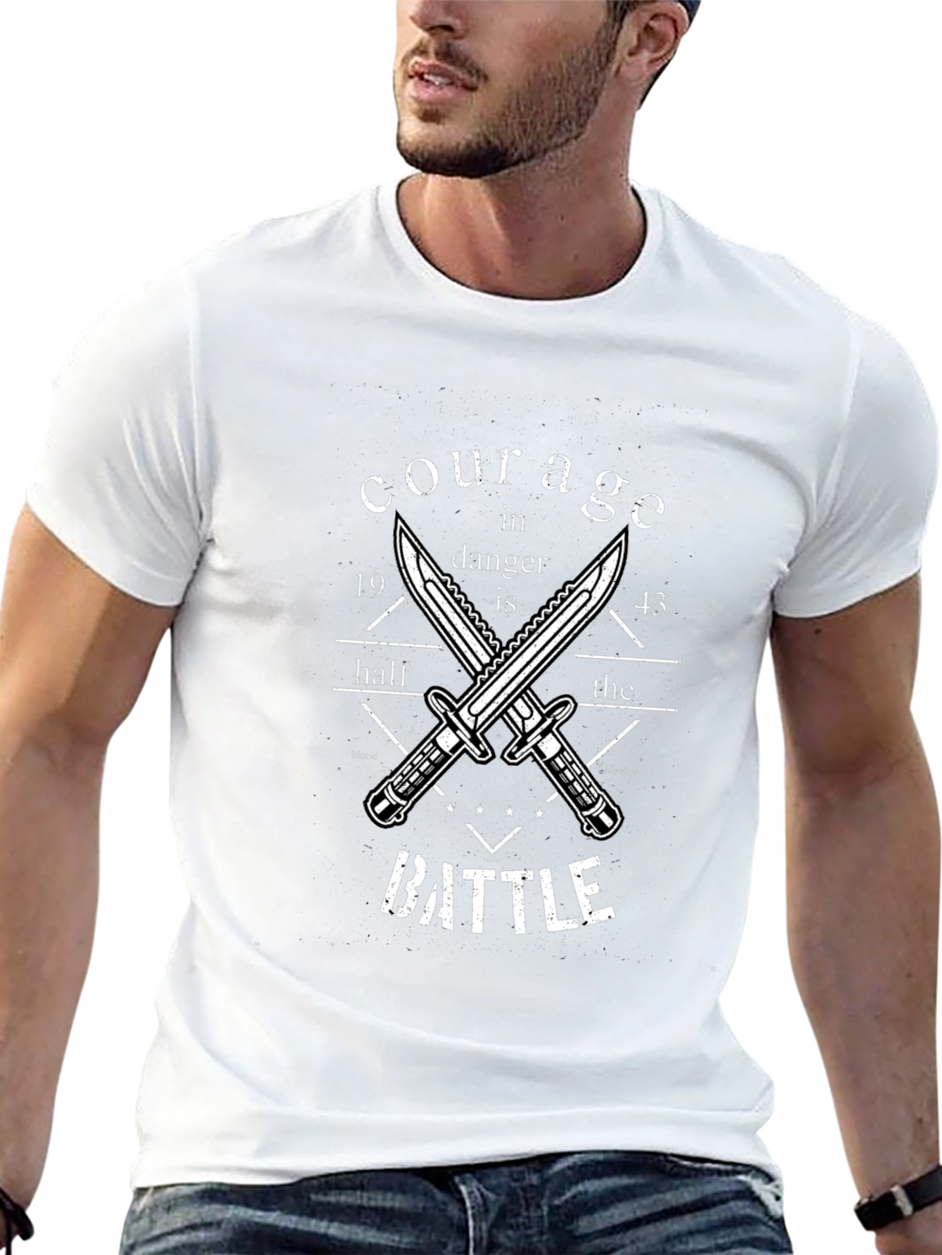 Courage in Danger T-Shirt with Knife Design