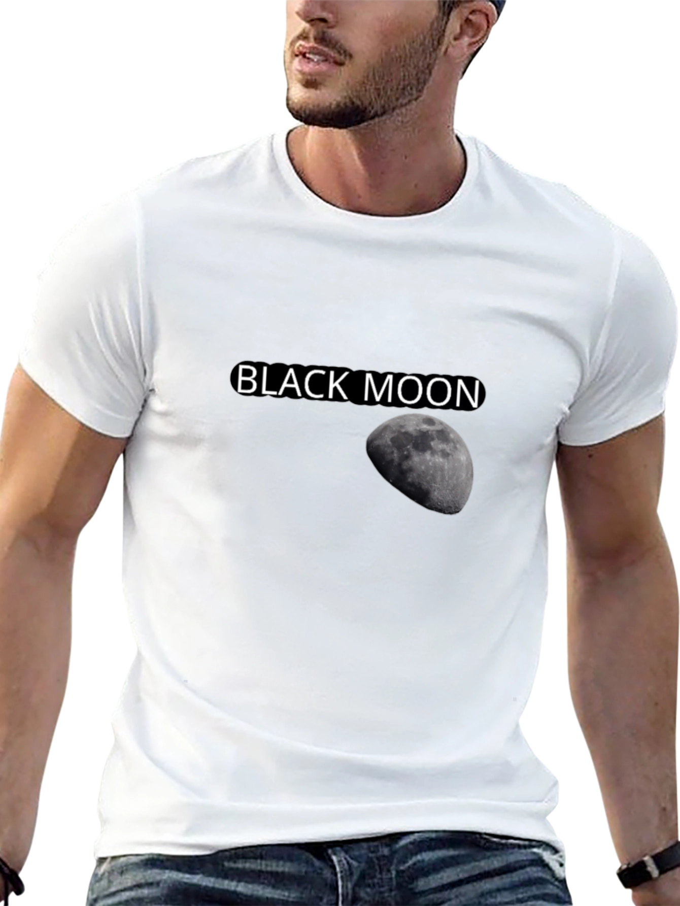 Black Moon Graphic Tee - Stylish Cotton T-Shirt