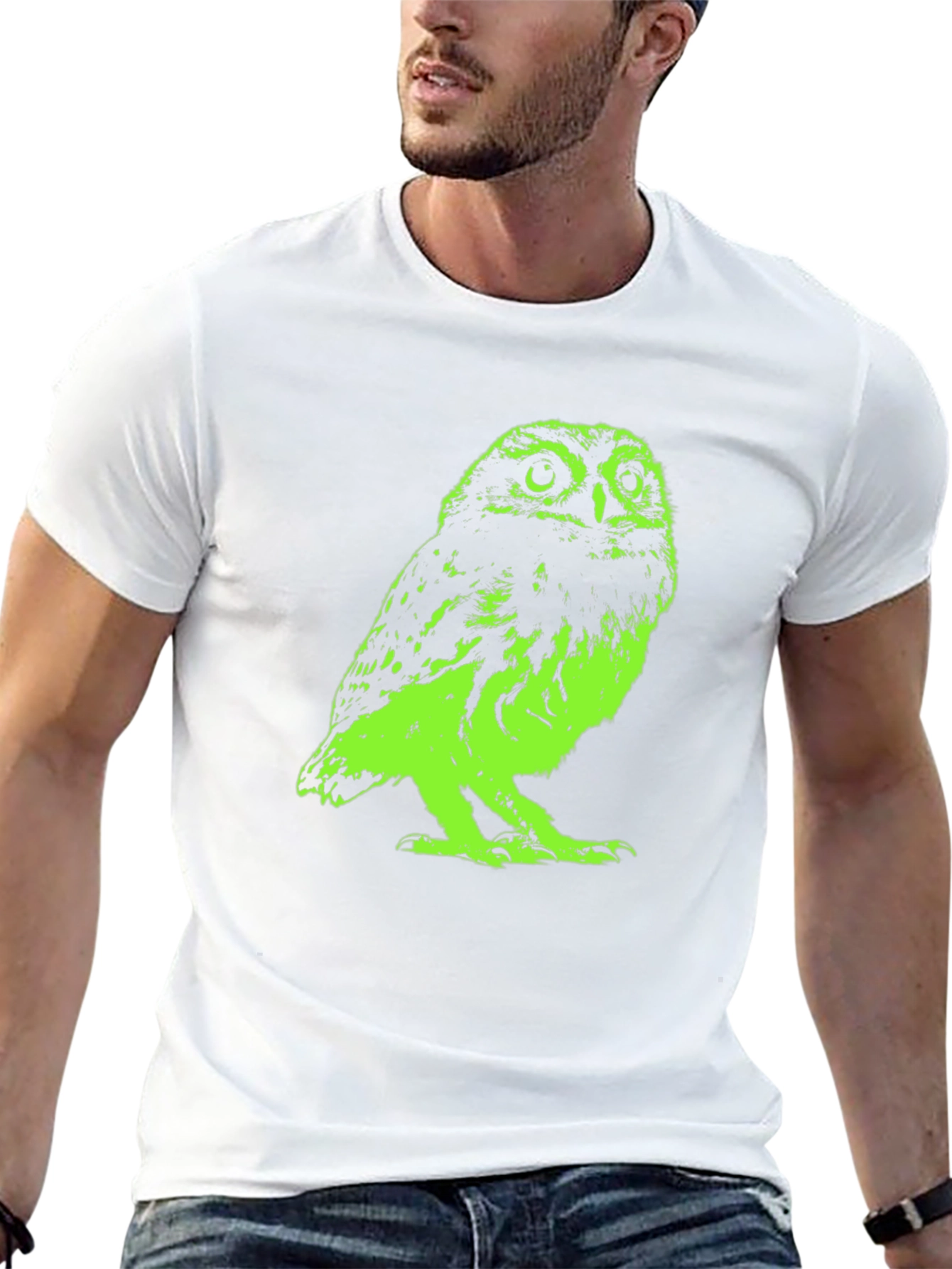Green Owl Graphic T-Shirt - Cool Bird Tee