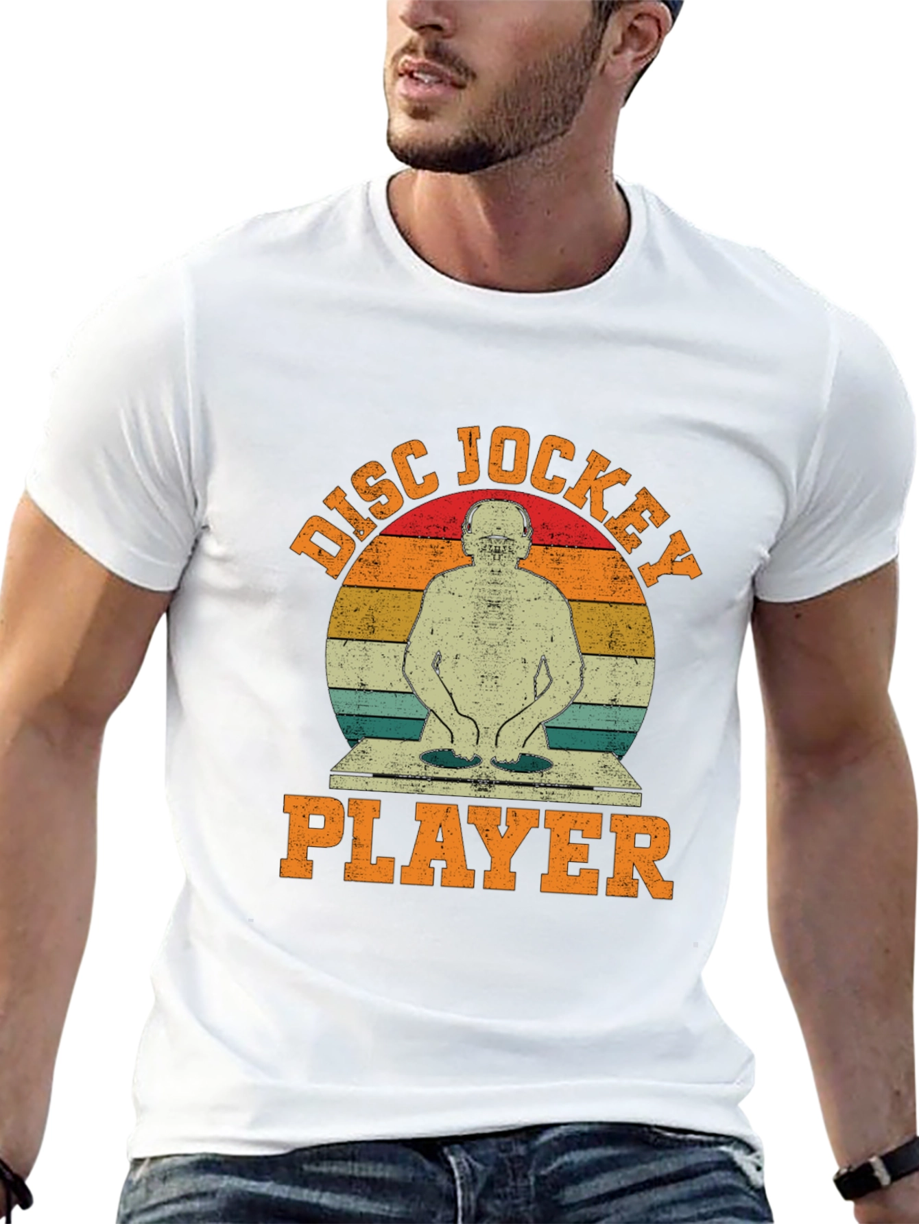 Retro Disc Jockey Player Graphic T-Shirt