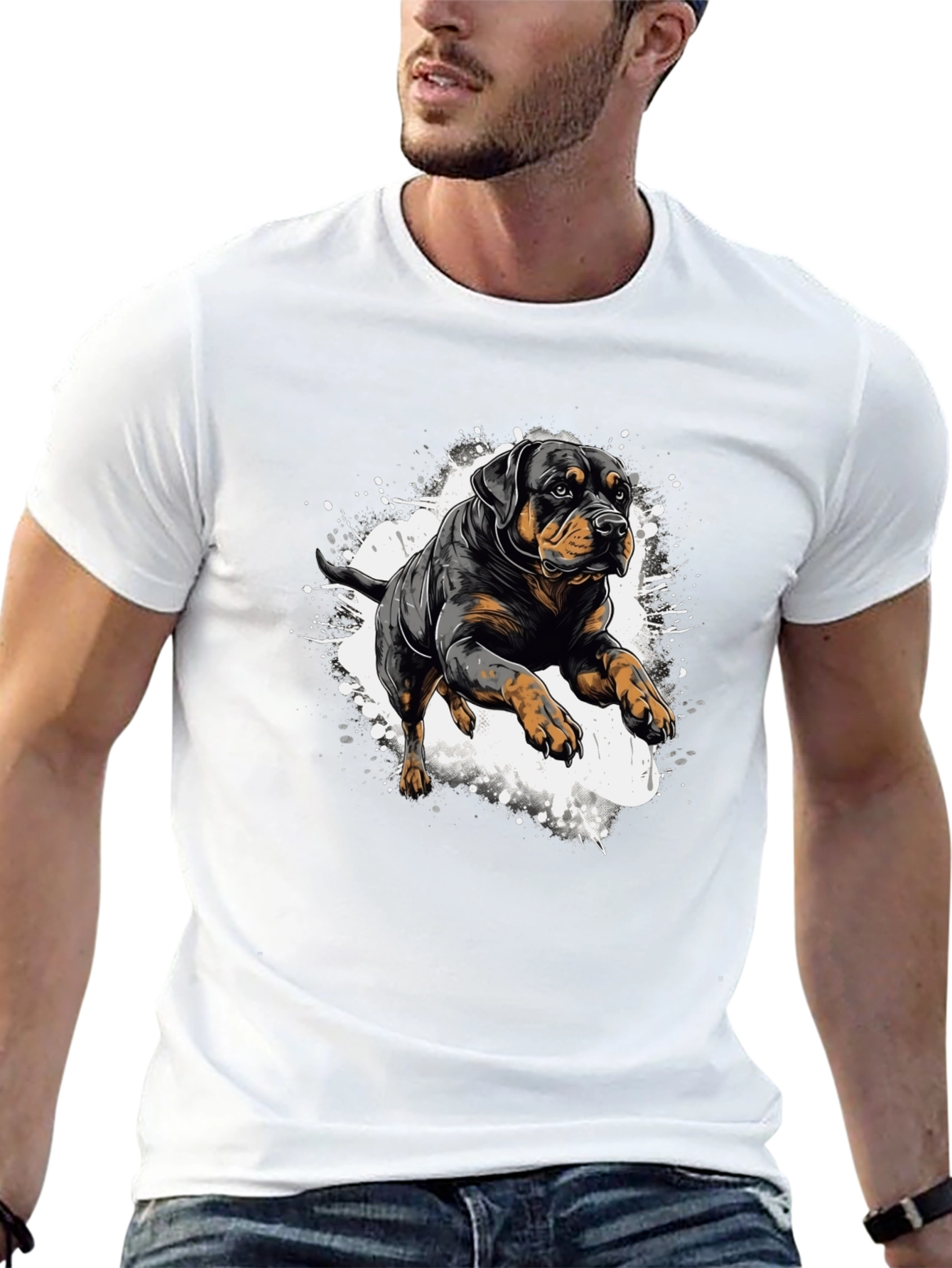 Rottweiler Dog Graphic T-Shirt - Black