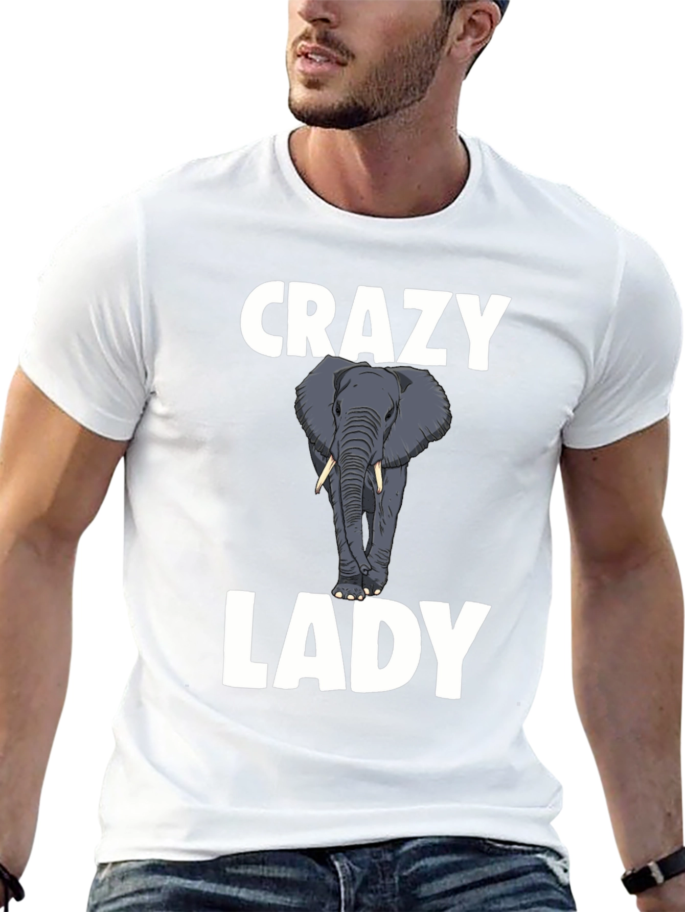 Crazy Elephant Lady Graphic T-Shirt - Black