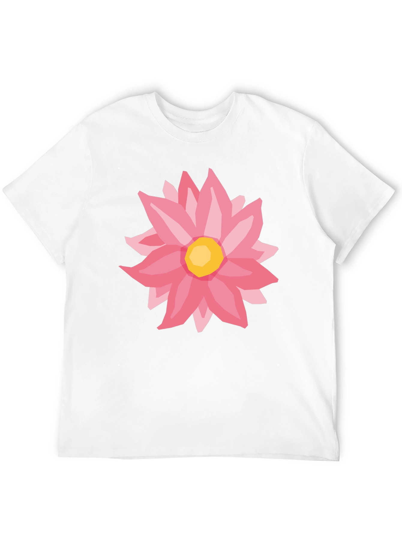 Pink Flower Graphic Black T-Shirt