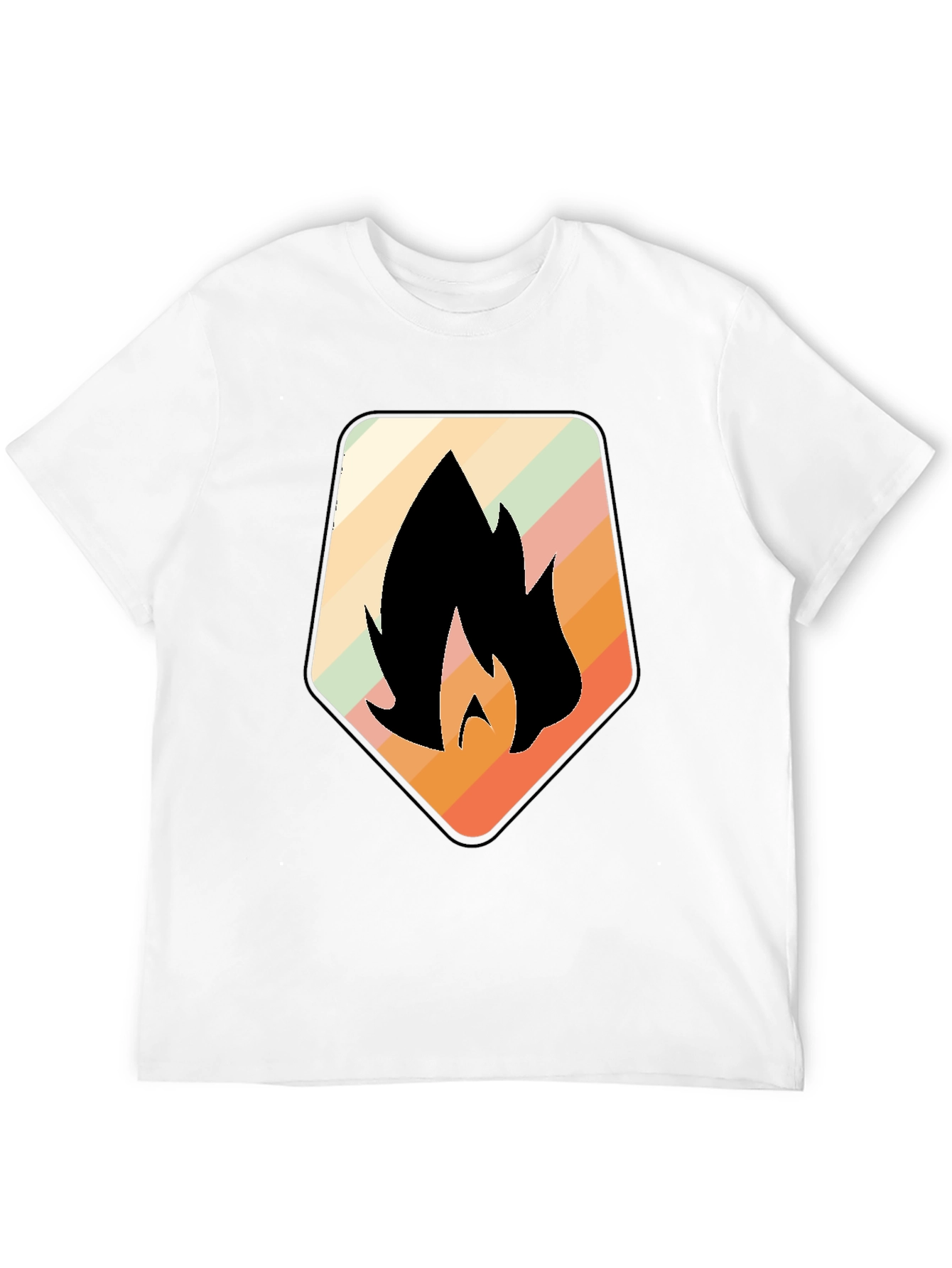 Retro Flame Graphic Black T-Shirt