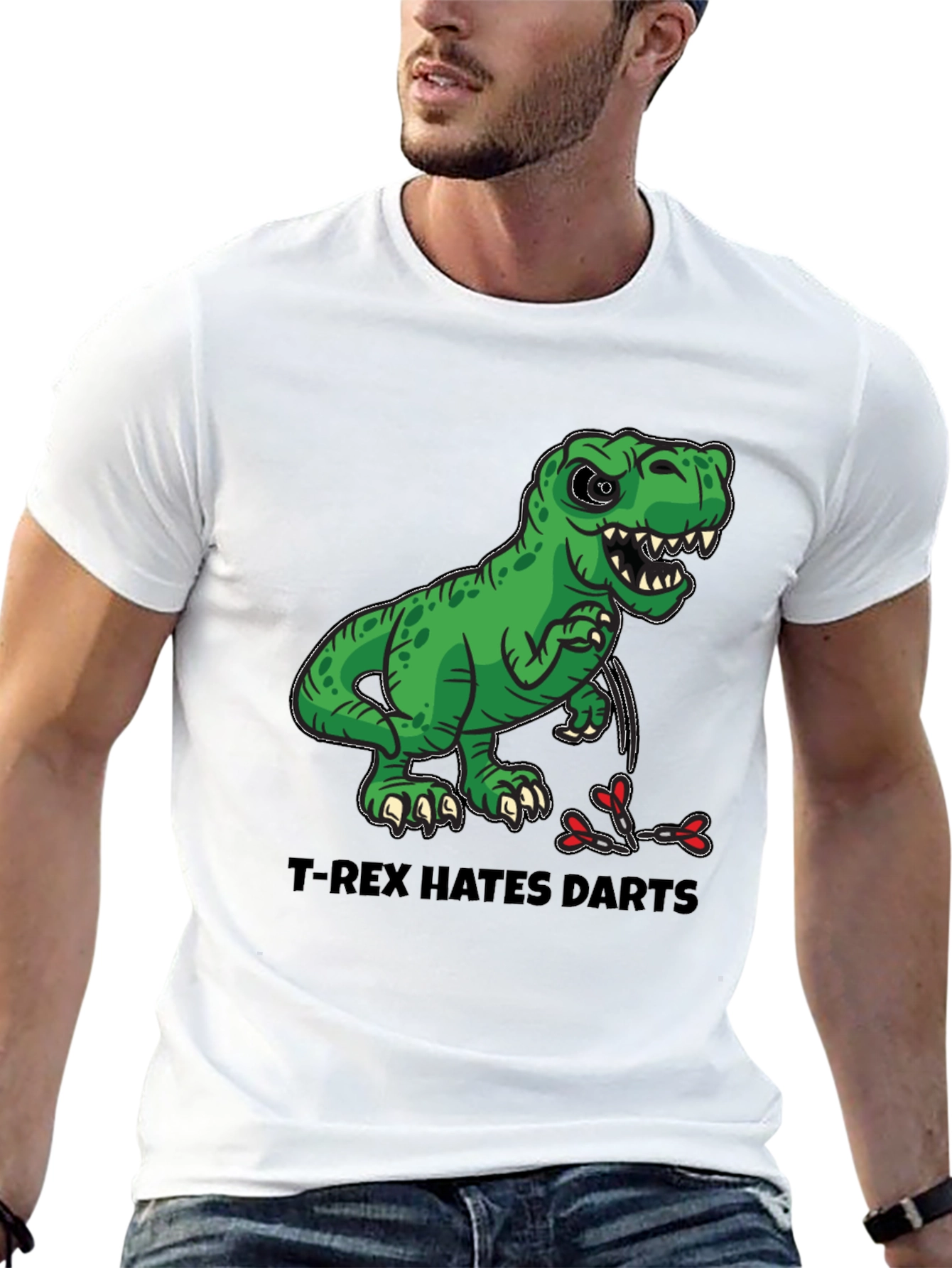T-Rex Hates Darts T-Shirt - Funny Dinosaur Tee