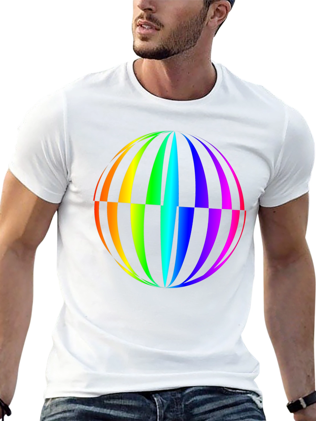 Rainbow Globe Graphic T-Shirt - Vivid Design