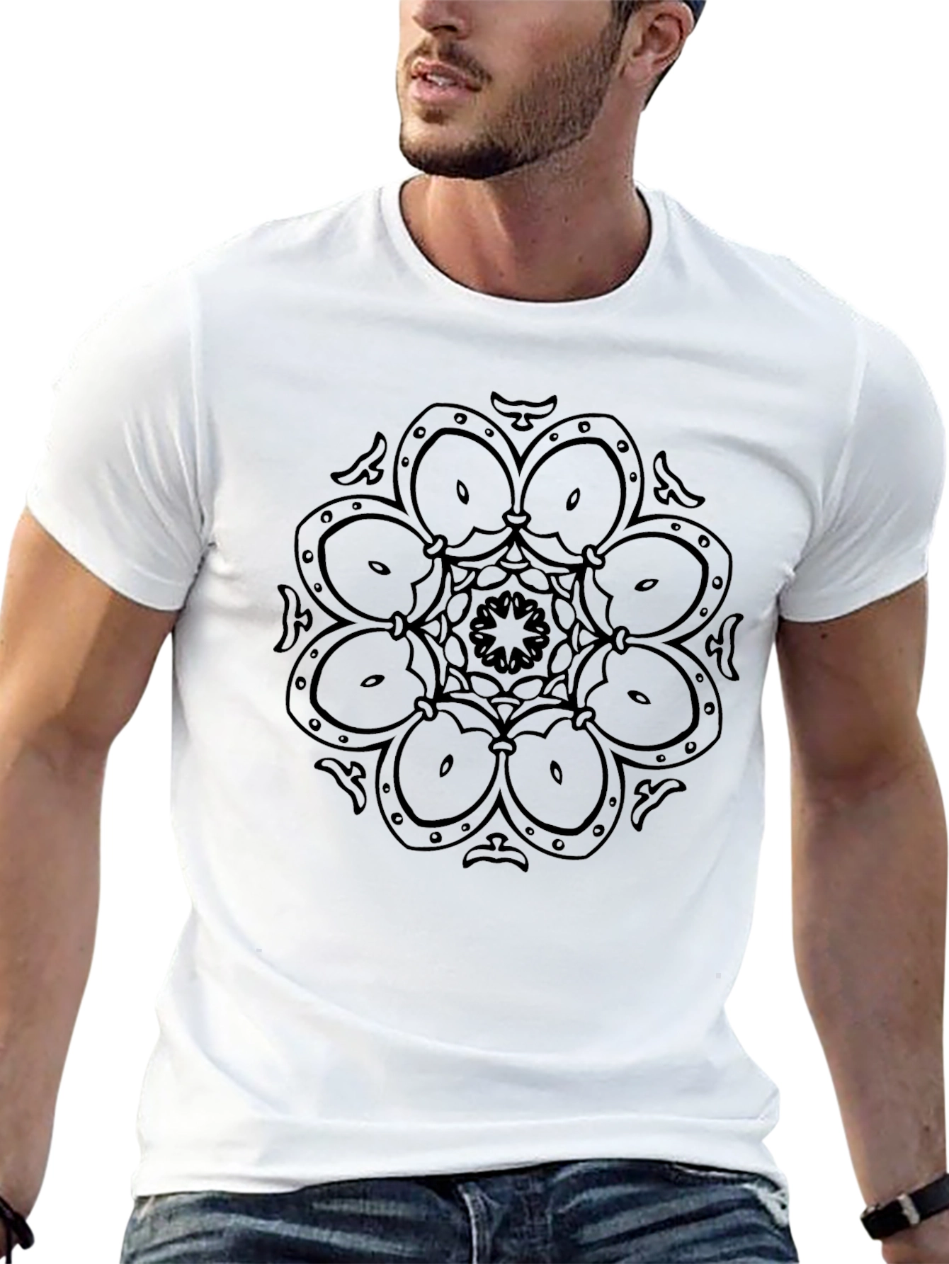 Black Mandala Print T-Shirt