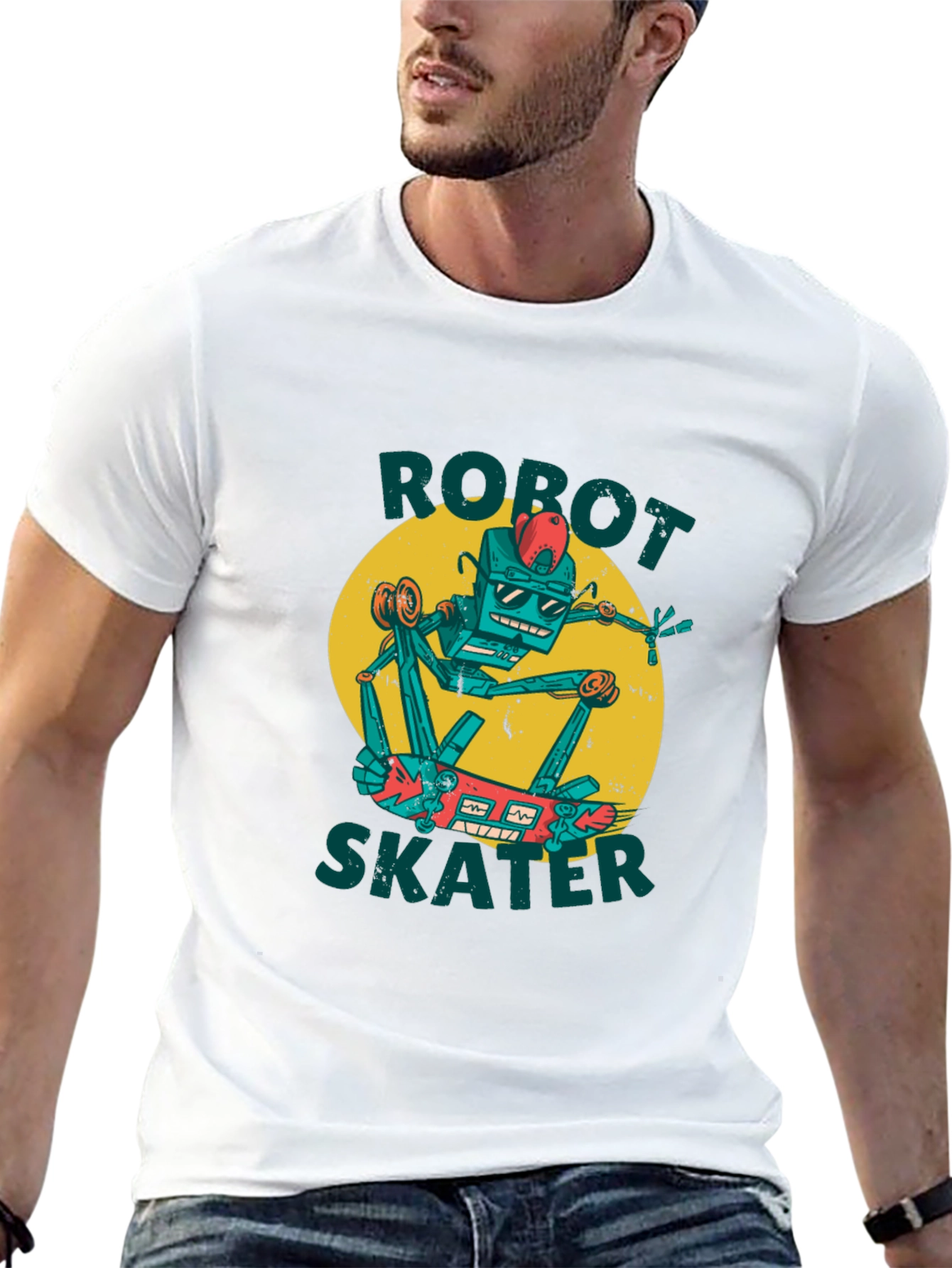 Robot Skater Graphic Tee - Cool Design