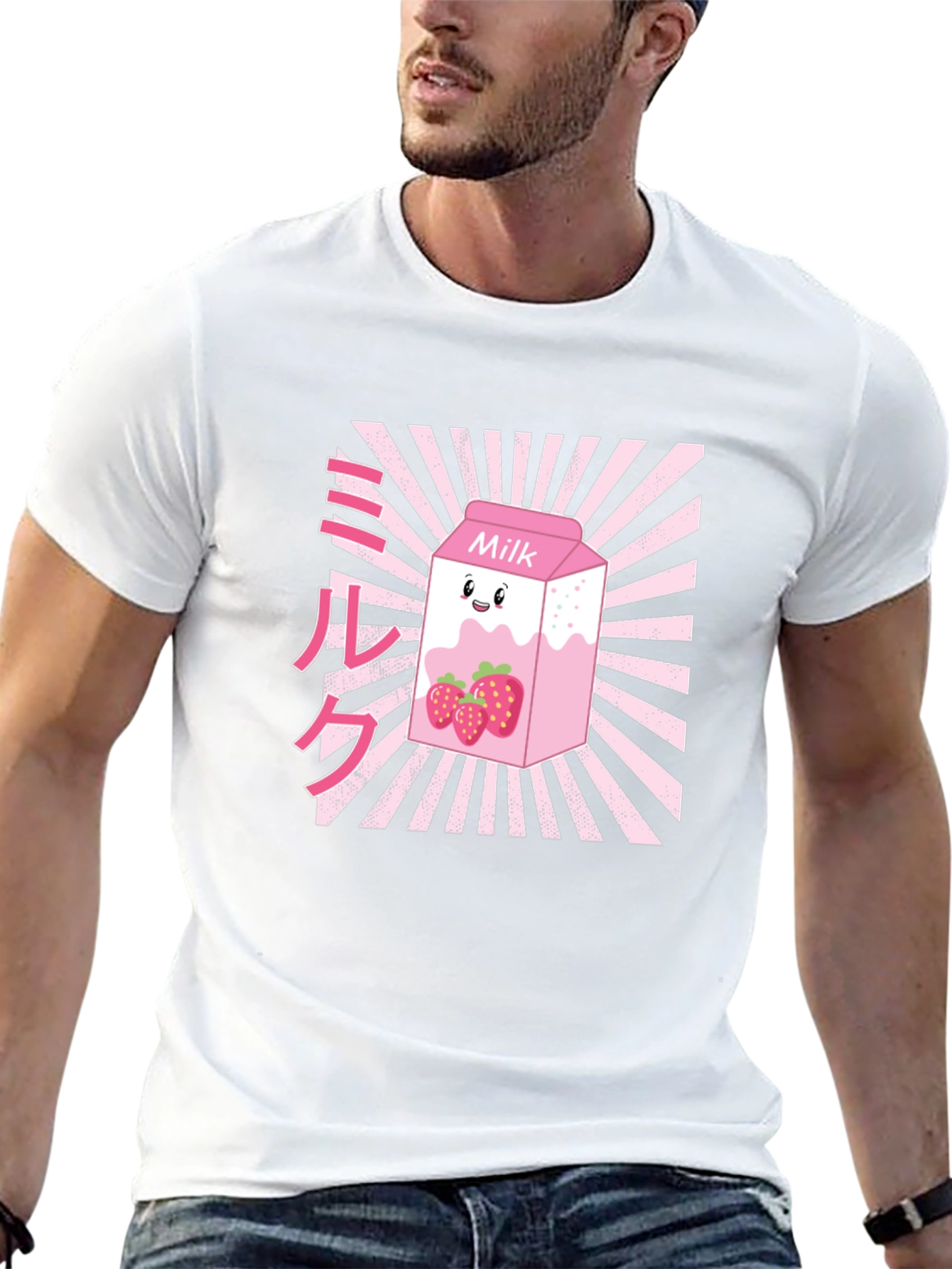 Strawberry Milk Graphic T-Shirt - Black