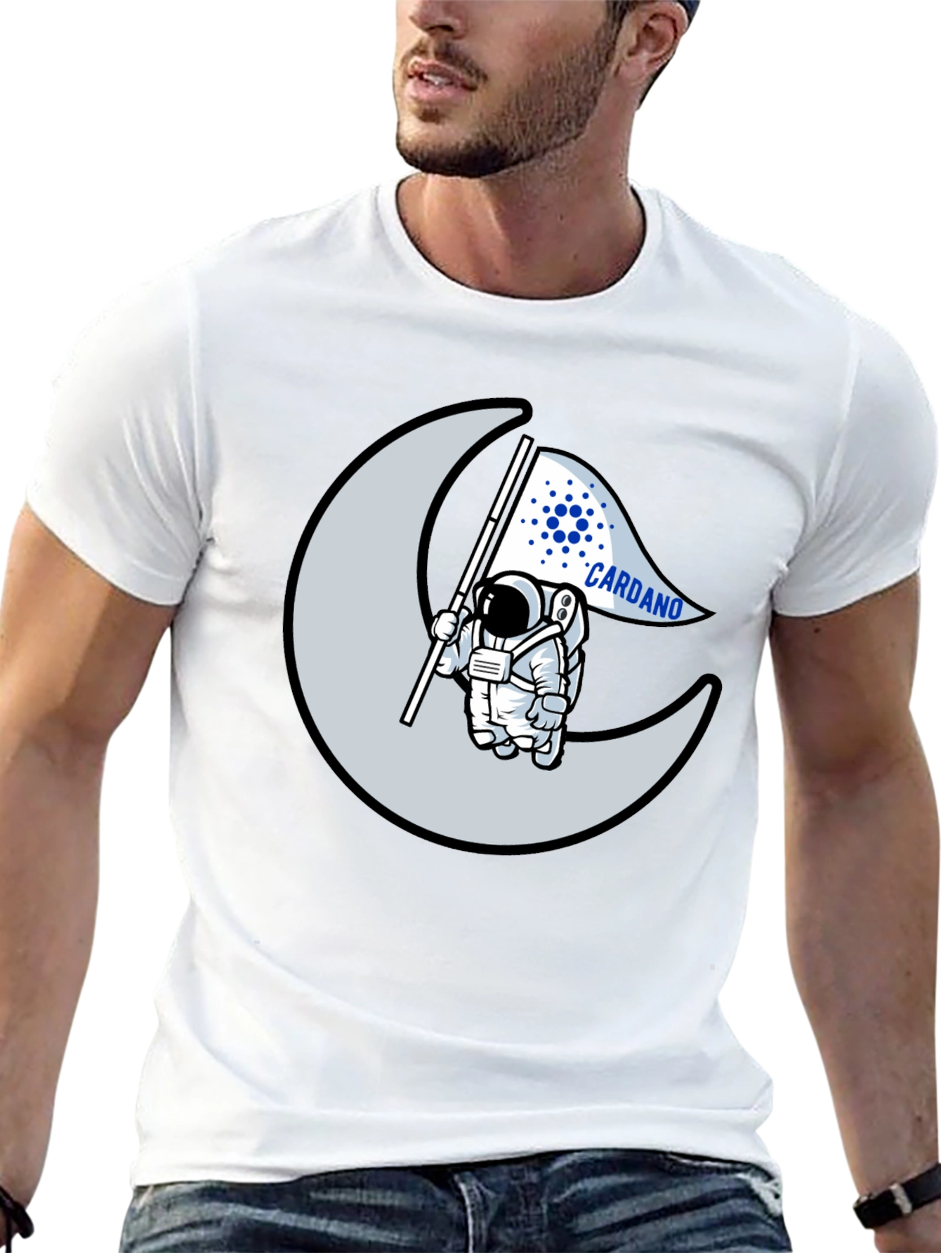Cardano Astronaut Moon Black T-Shirt Crypto ADA