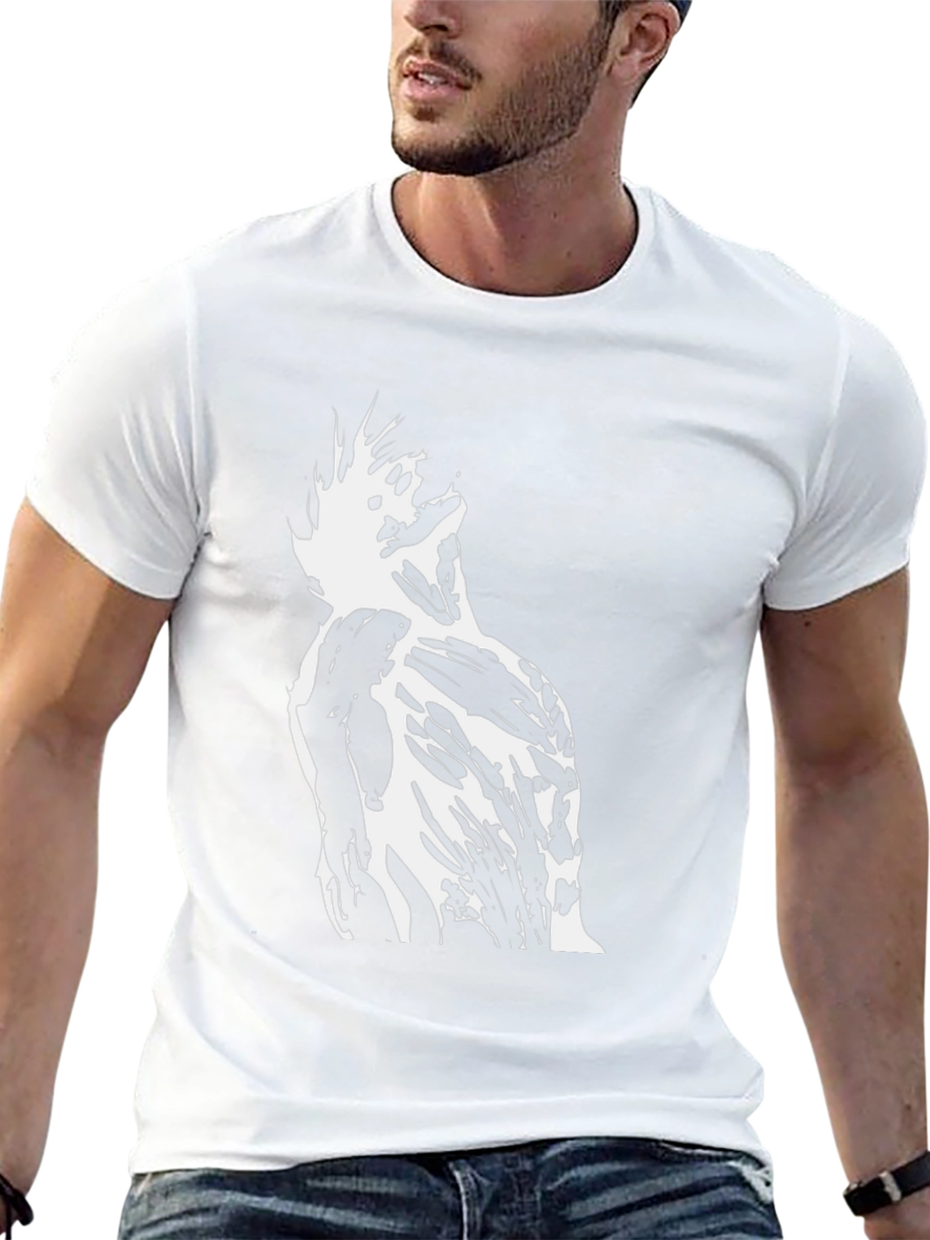 Abstract Graphic Tee - Black Cotton Casual T-Shirt