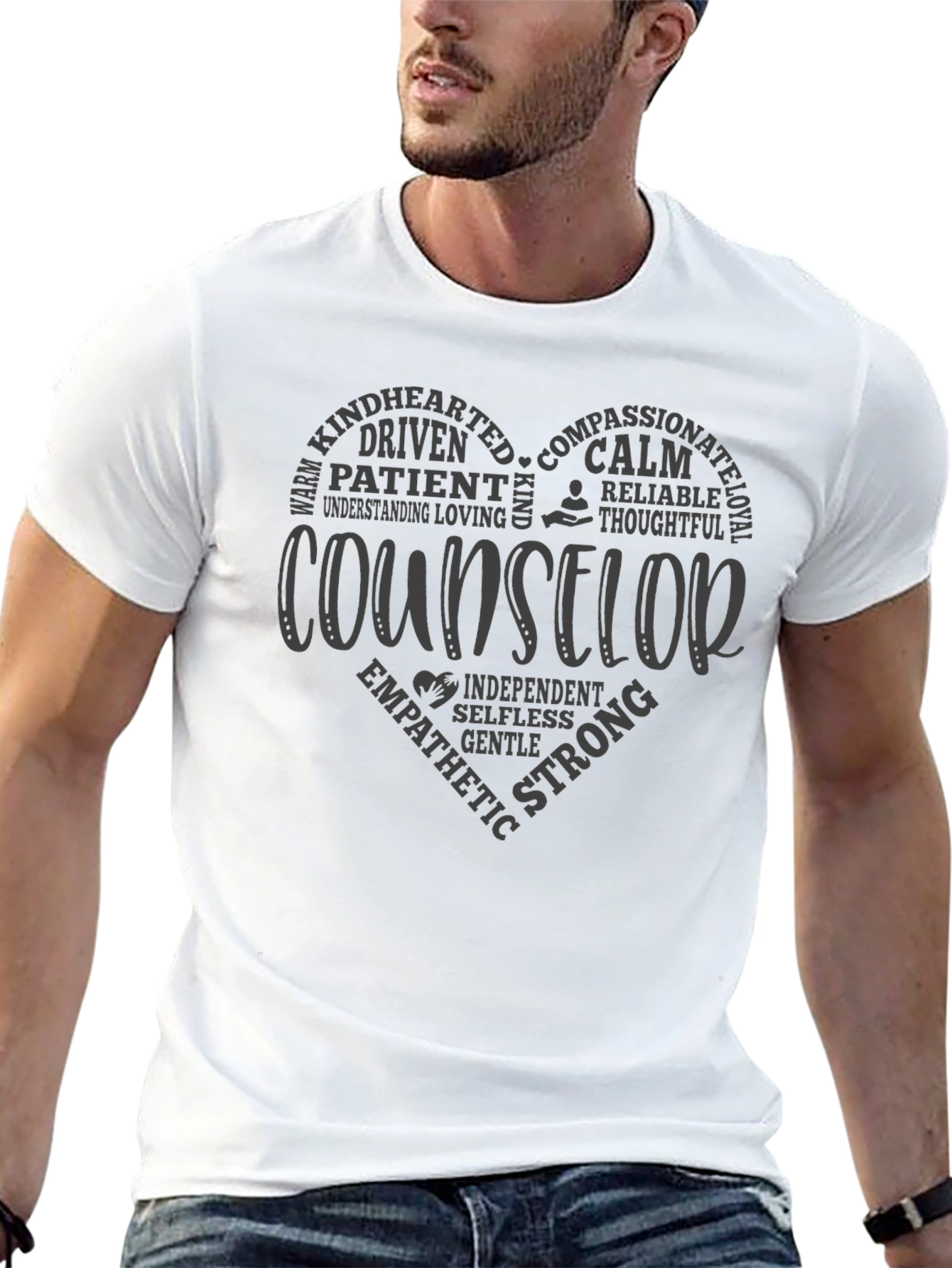 Counselor Heart Word Art Graphic T-Shirt