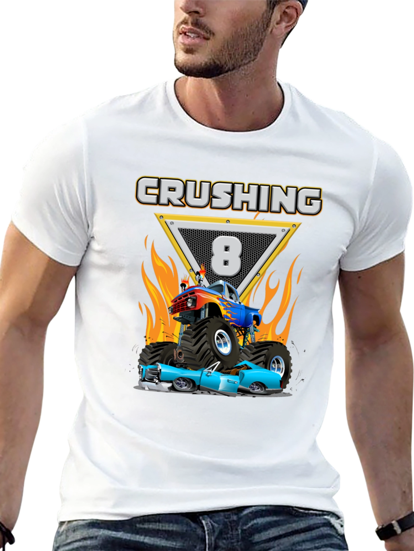 Crushing Eight Birthday Monster Truck T-Shirt