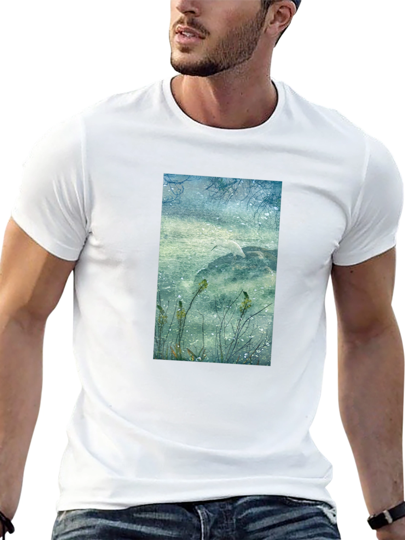 Nature Scene Graphic Tee - Stylish Unisex Black T-Shirt