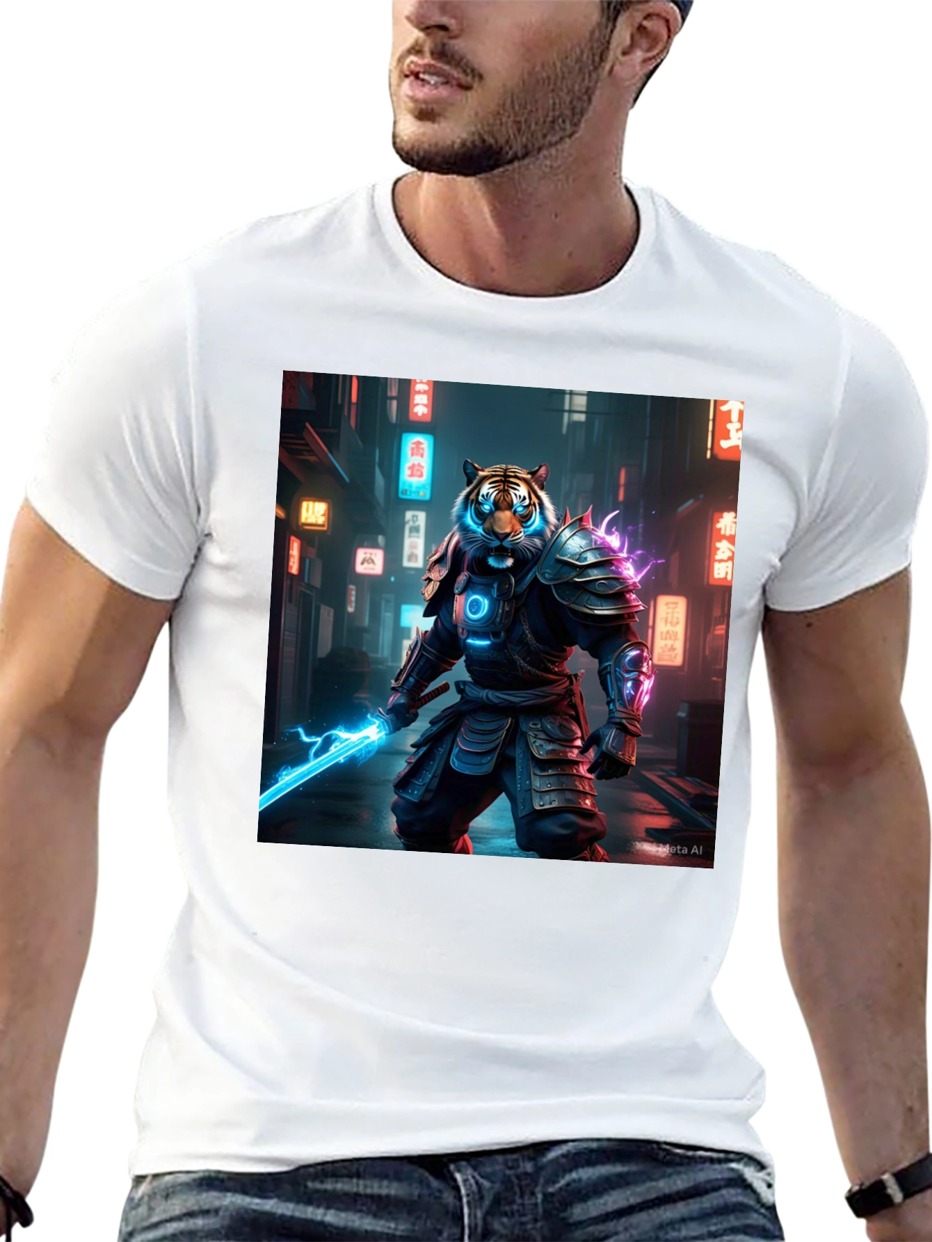 Cyberpunk Tiger Samurai Graphic Tee