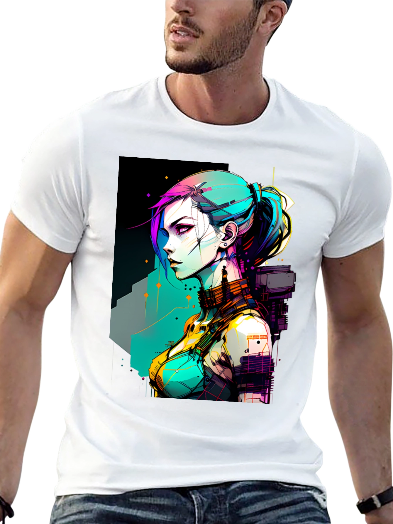 Cyberpunk Girl Graphic Print T-Shirt