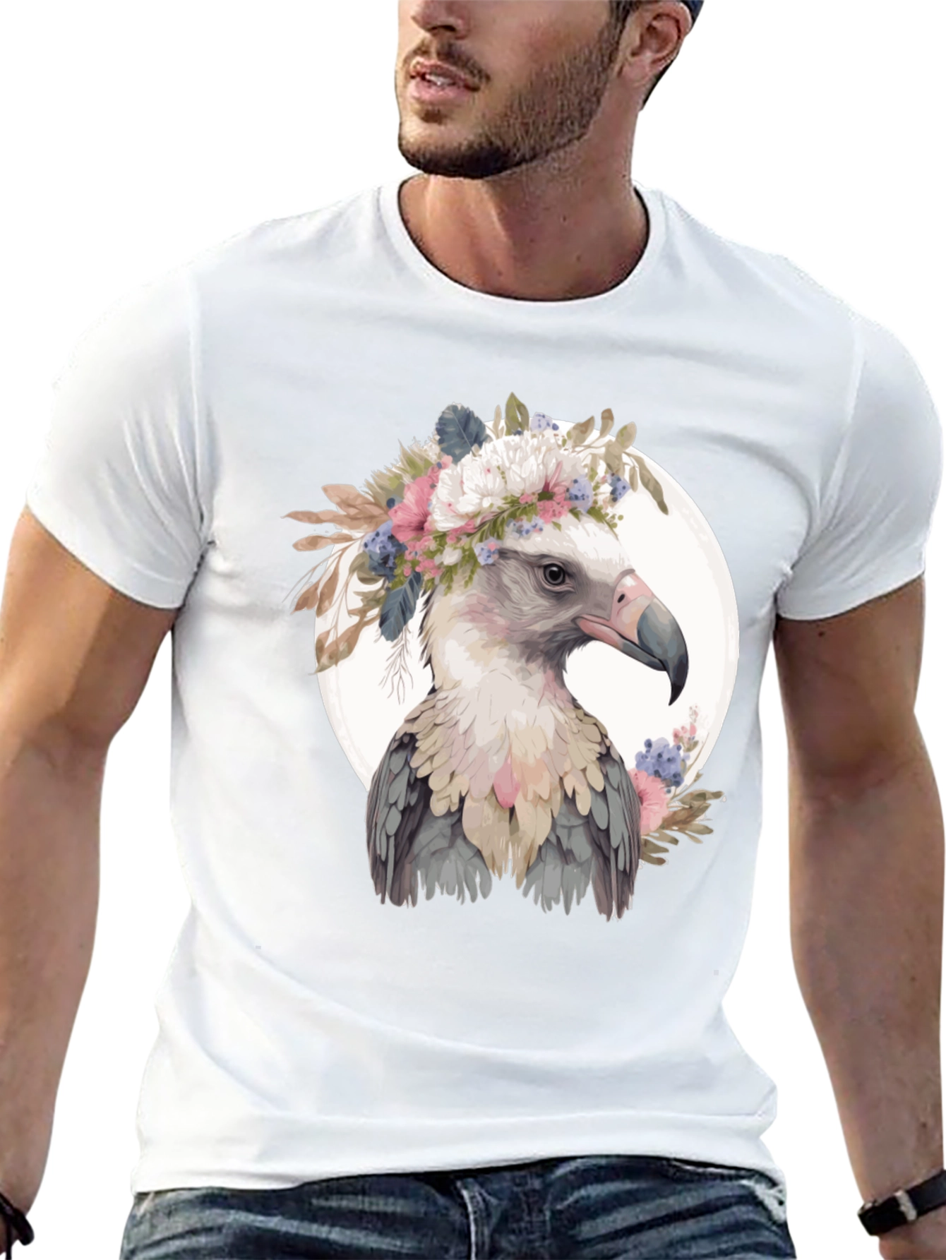 Floral Crown Shoebill Bird T-Shirt