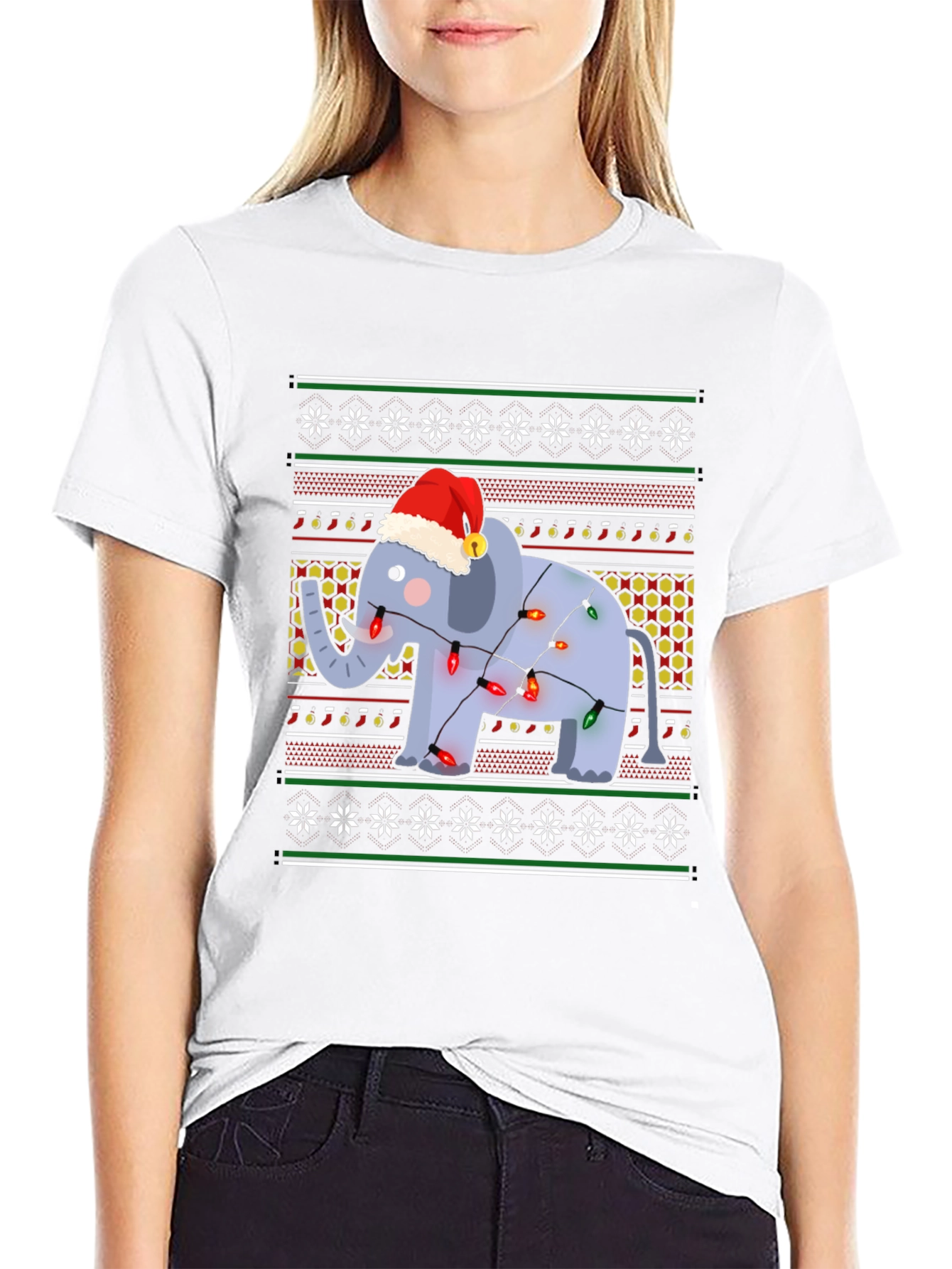 Festive Elephant Christmas Sweater T-Shirt