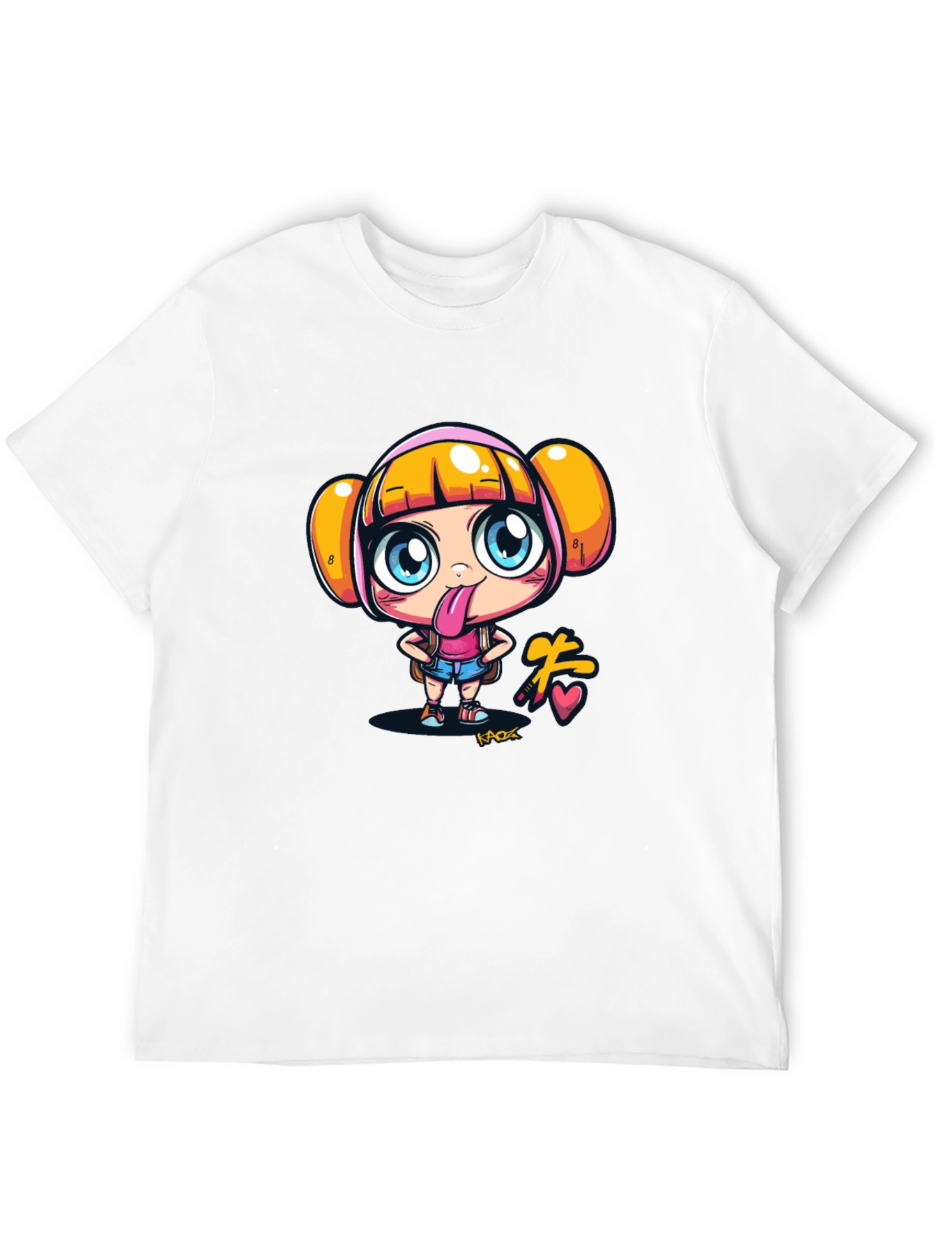 Fun Cartoon Girl Black T-Shirt