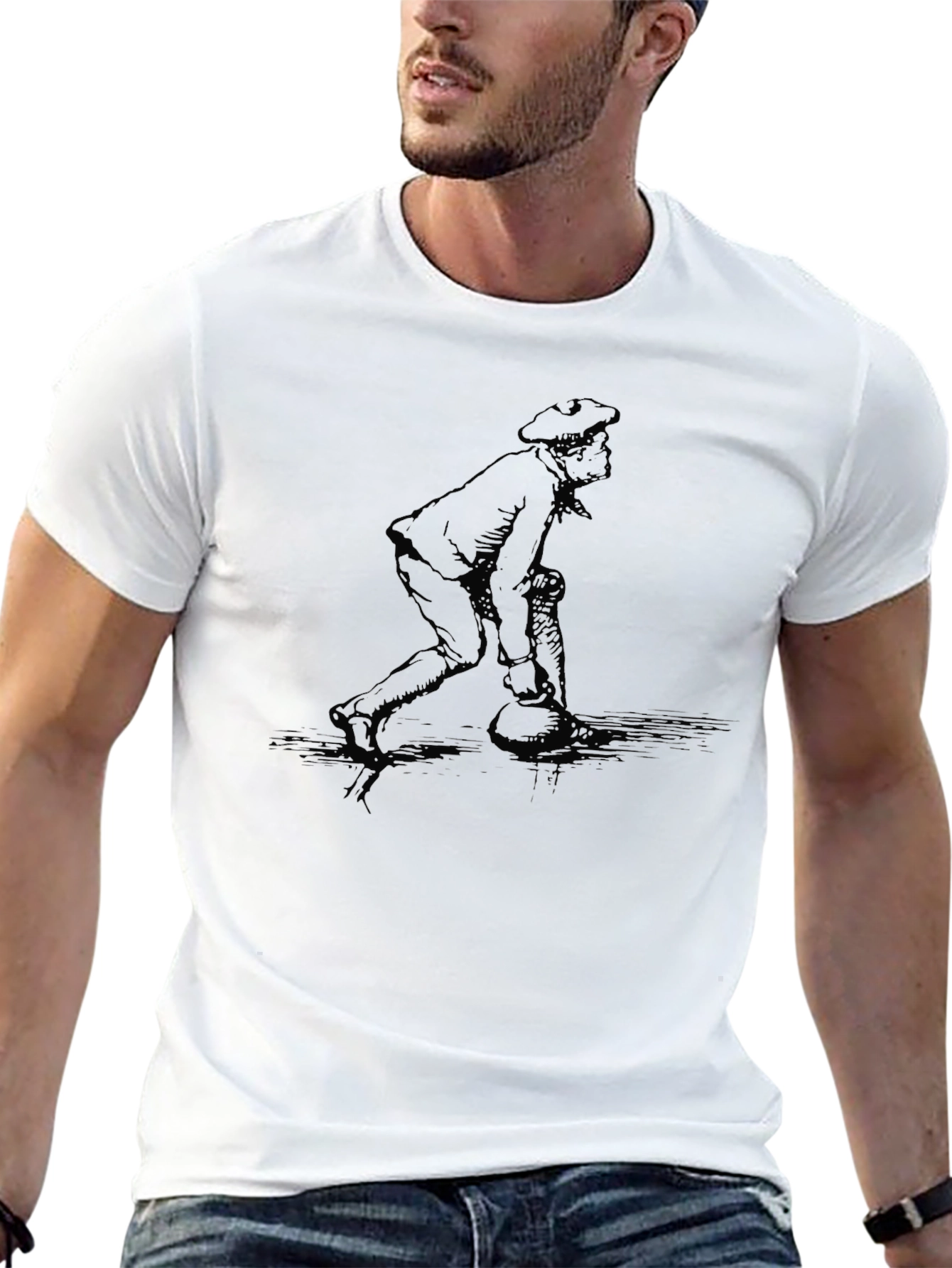 Black T-Shirt with Bowling Print