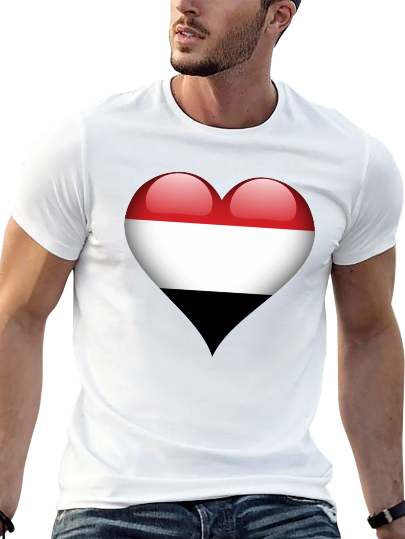 Yemen Flag Heart T-Shirt - Show Your Love!