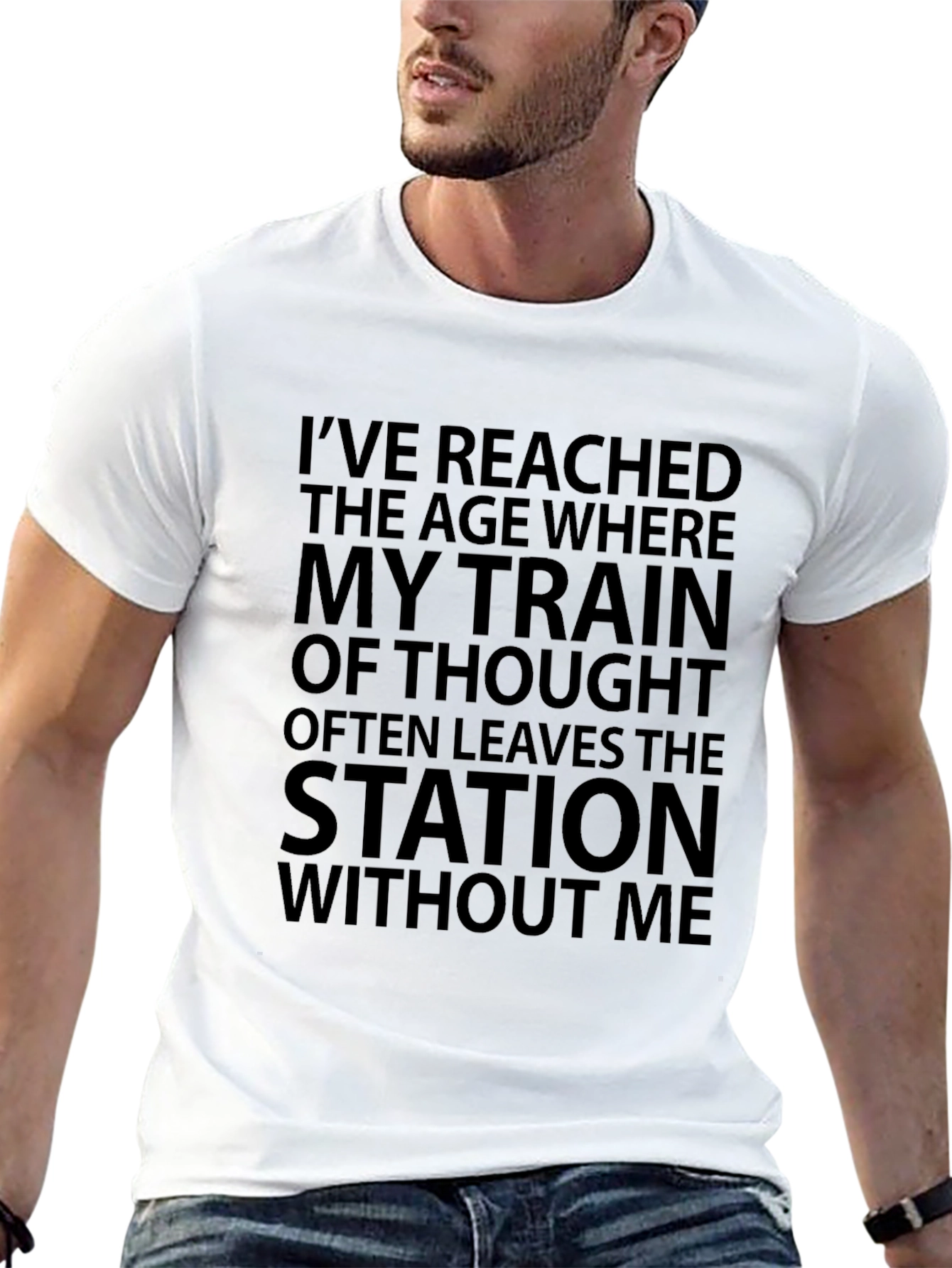 Funny Train of Thought Mens Black T-Shirt
