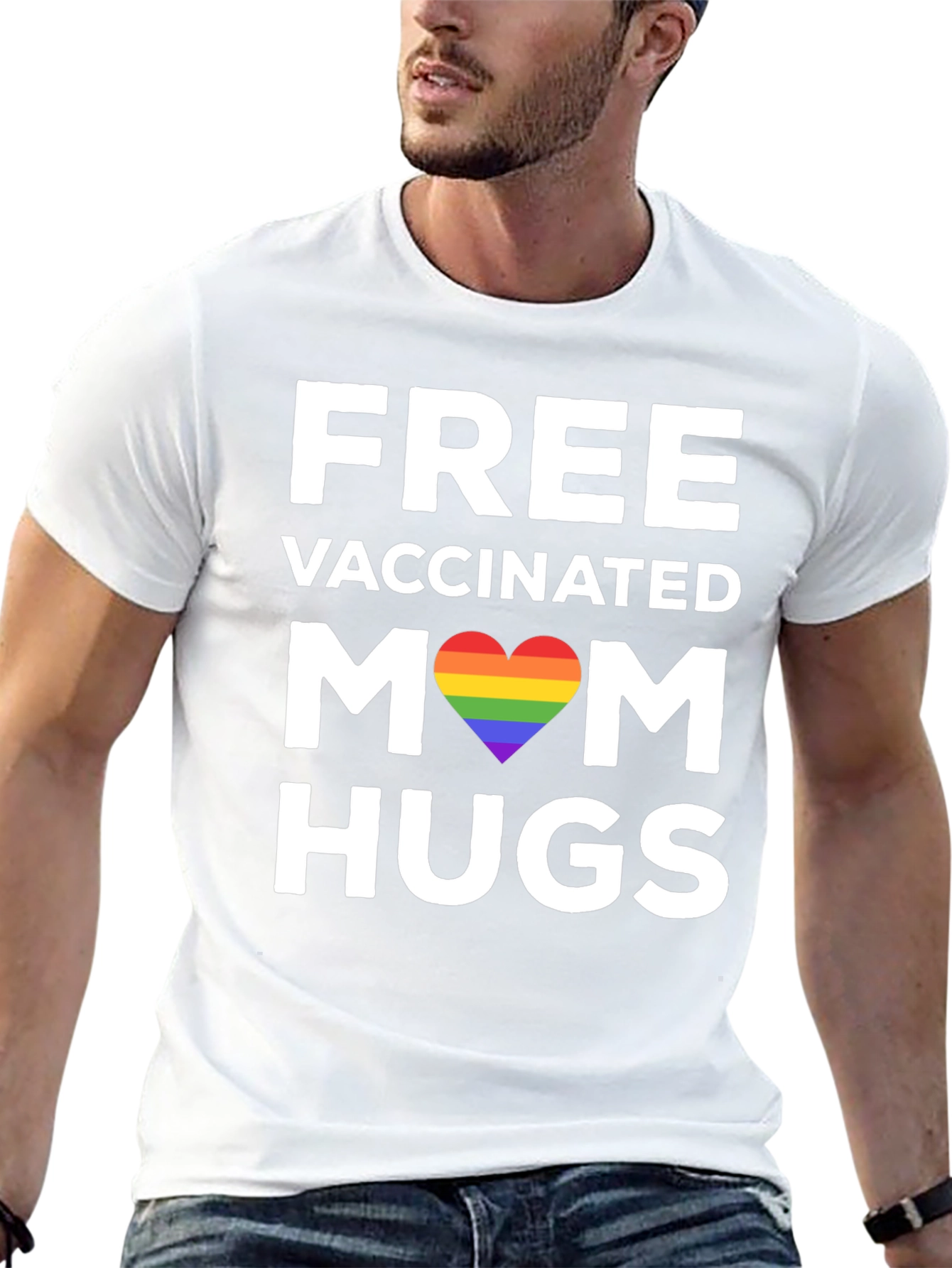 Free Vaccinated Mom Hugs T-Shirt LGBT Rainbow Pride