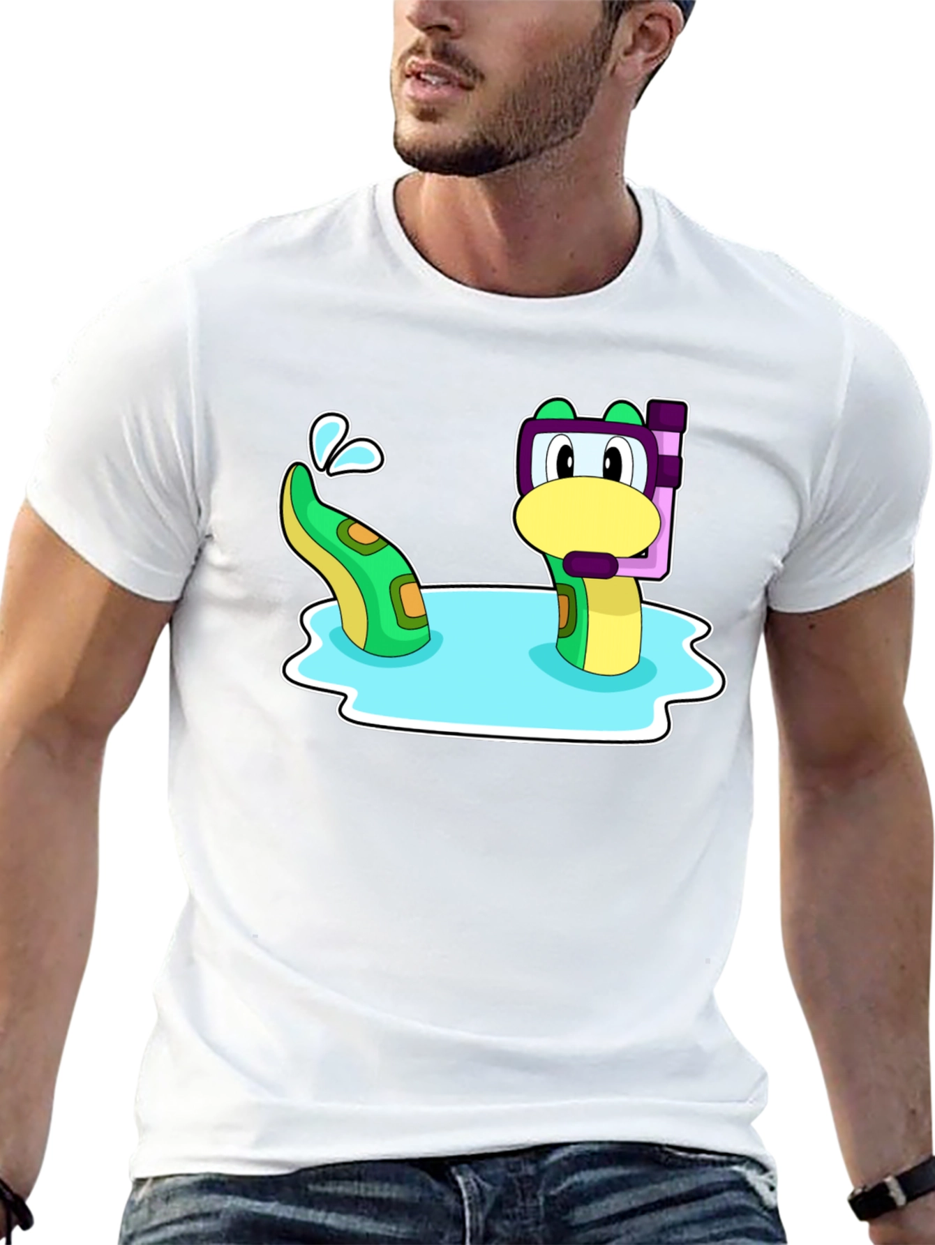 Cartoon Sea Serpent Snorkel T-Shirt